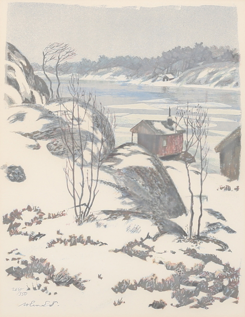 ROLAND SVENSSON. "Våris", färglitografi, signerad, numrerad 264/350.
