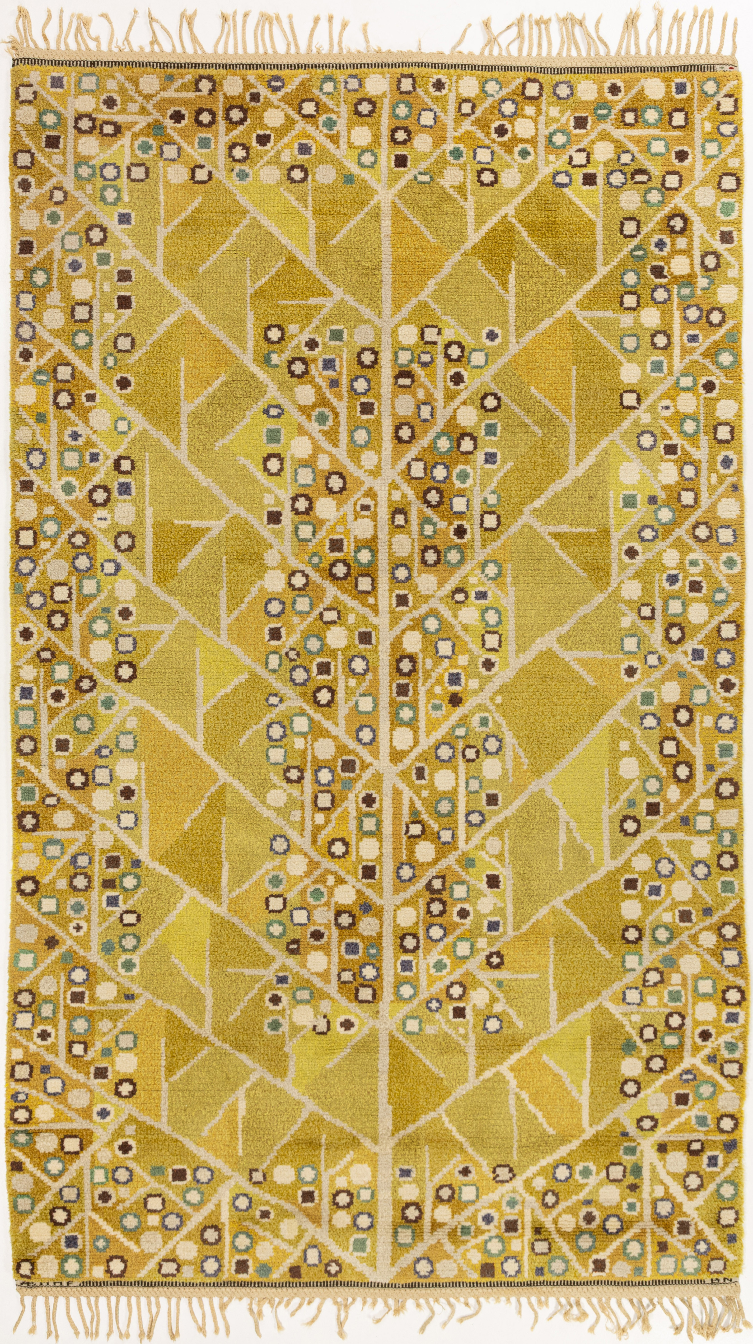 BARBRO NILSSON. Matta, flossa, "Katarina, Gul", AB MMF, 270x160 cm.
