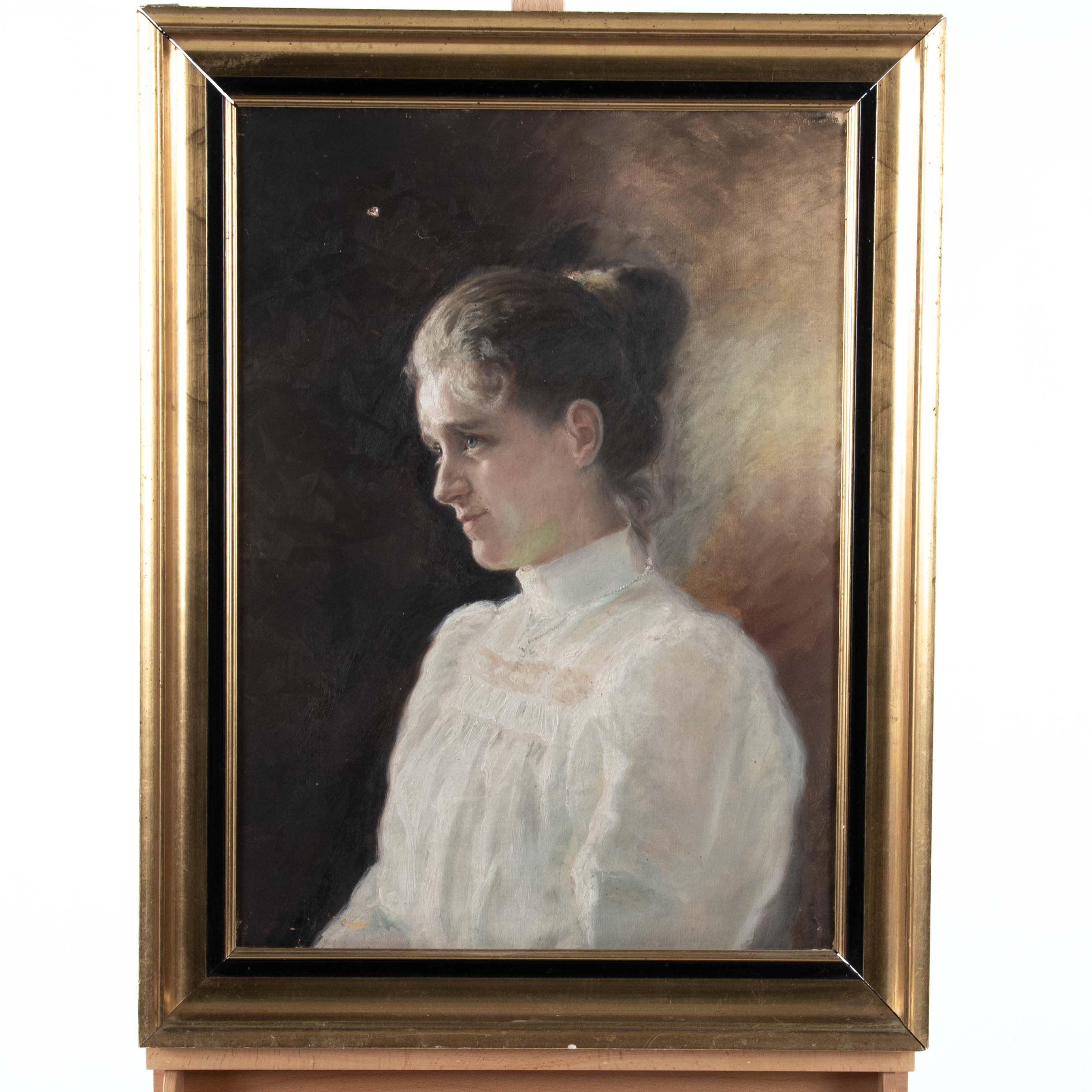 OKÄND KONSTNÄR. Olja på duk, porträtt, 18 / 1900-tal.