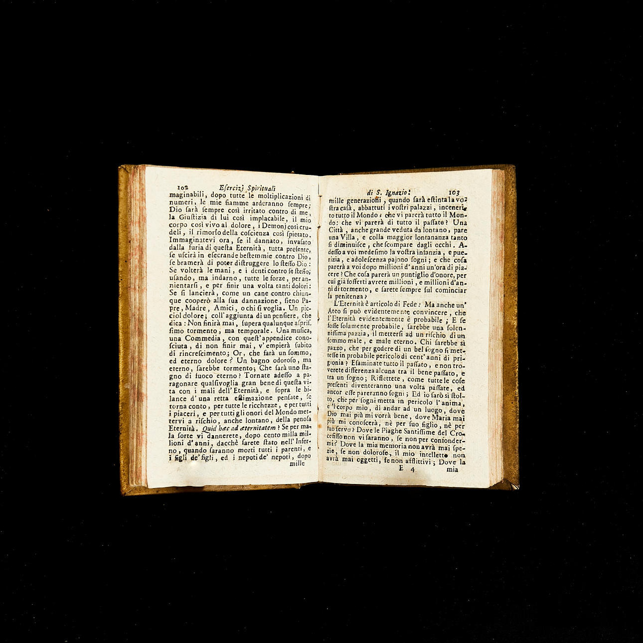 IGNATIUS LOYOLA; "Esercizj spirituali", 1600-tal, tryckt i Venedig av Remondoni, samtida pergamentband.