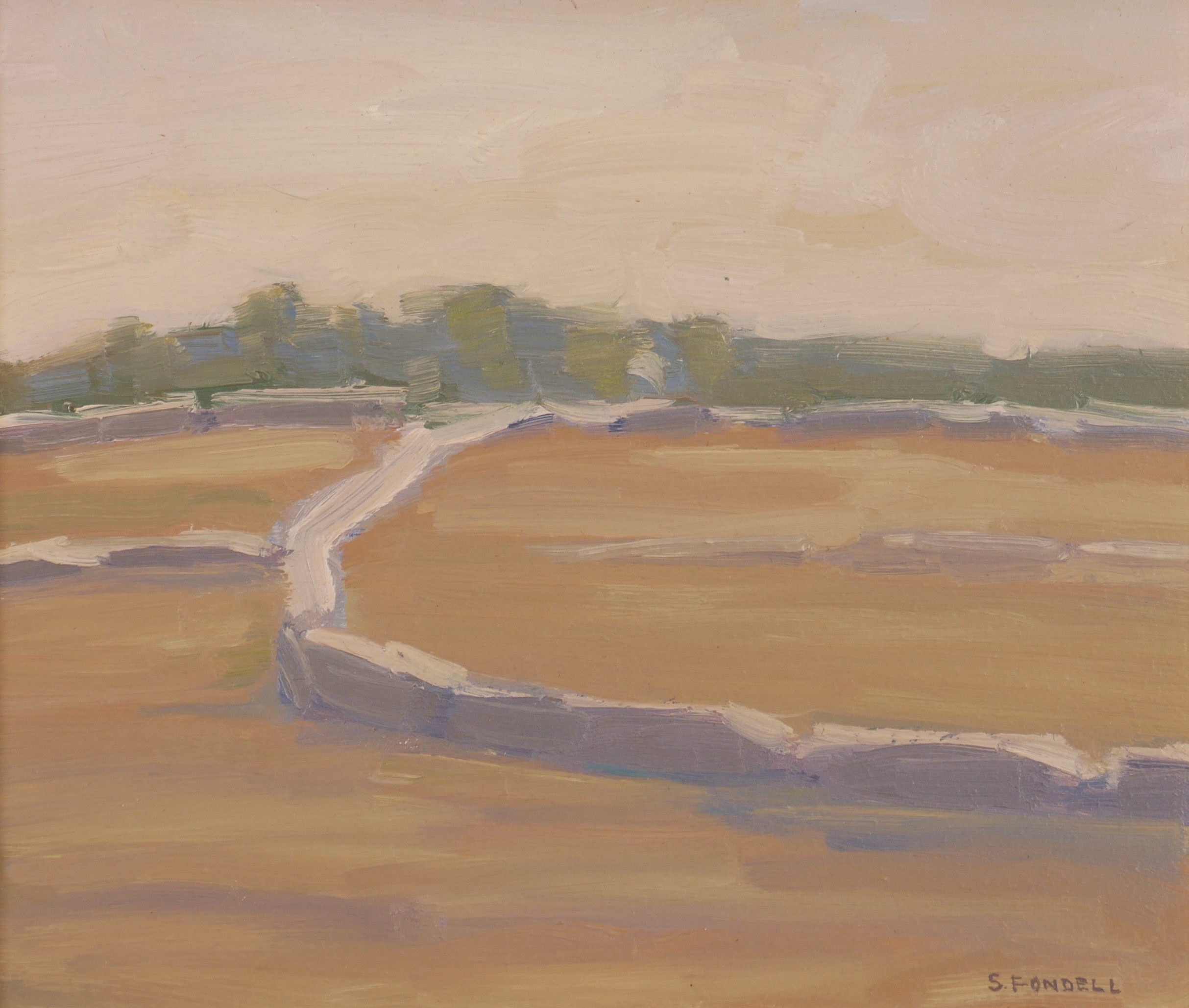 SUNE FONDELL. "Alvar Vickleby, Öland", olja på platta, signerad S Fondell.