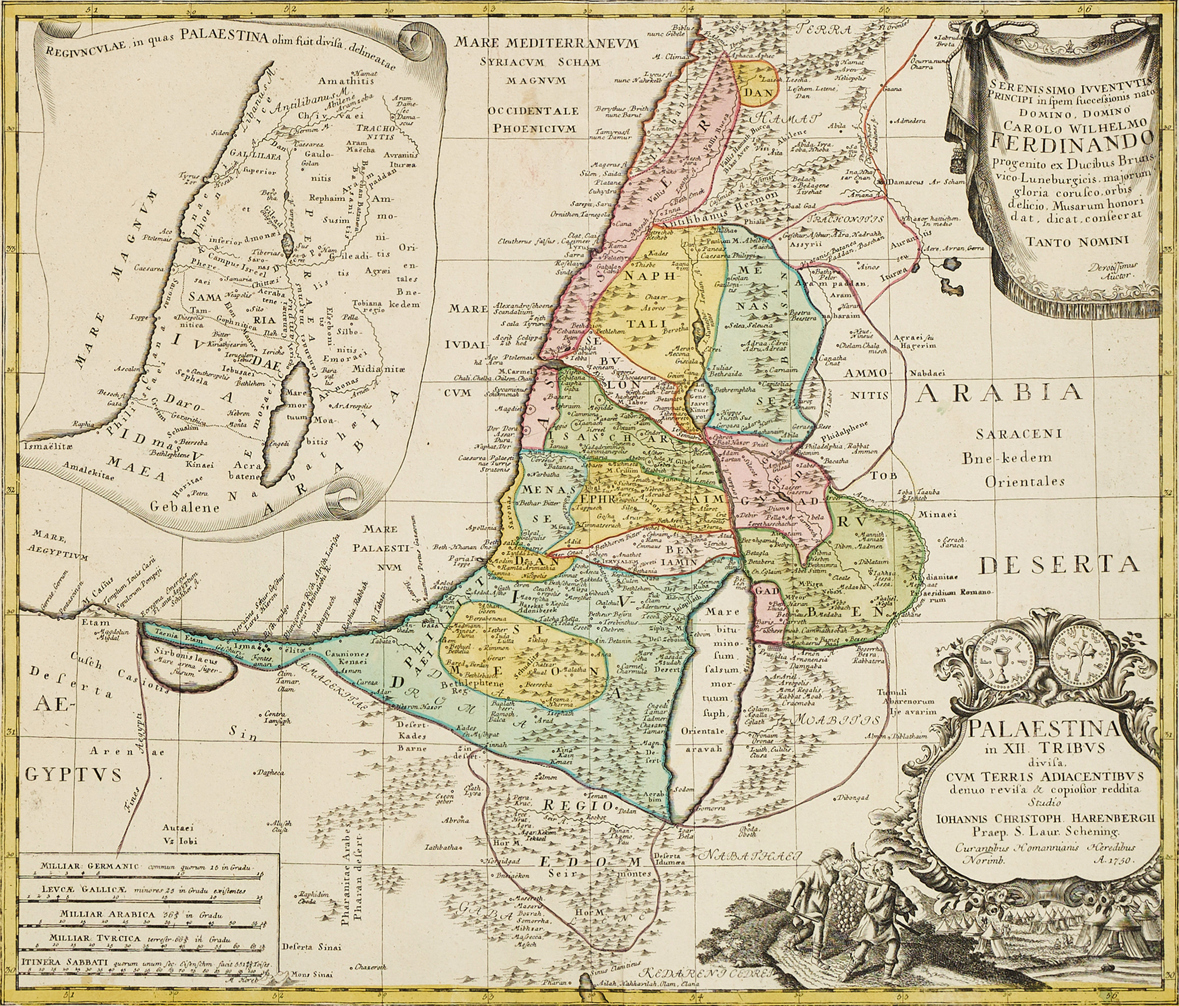HOMANN (HEIRS), Palestina in XII Tribus divisa, cum Terris Adiacentibus, 1750.