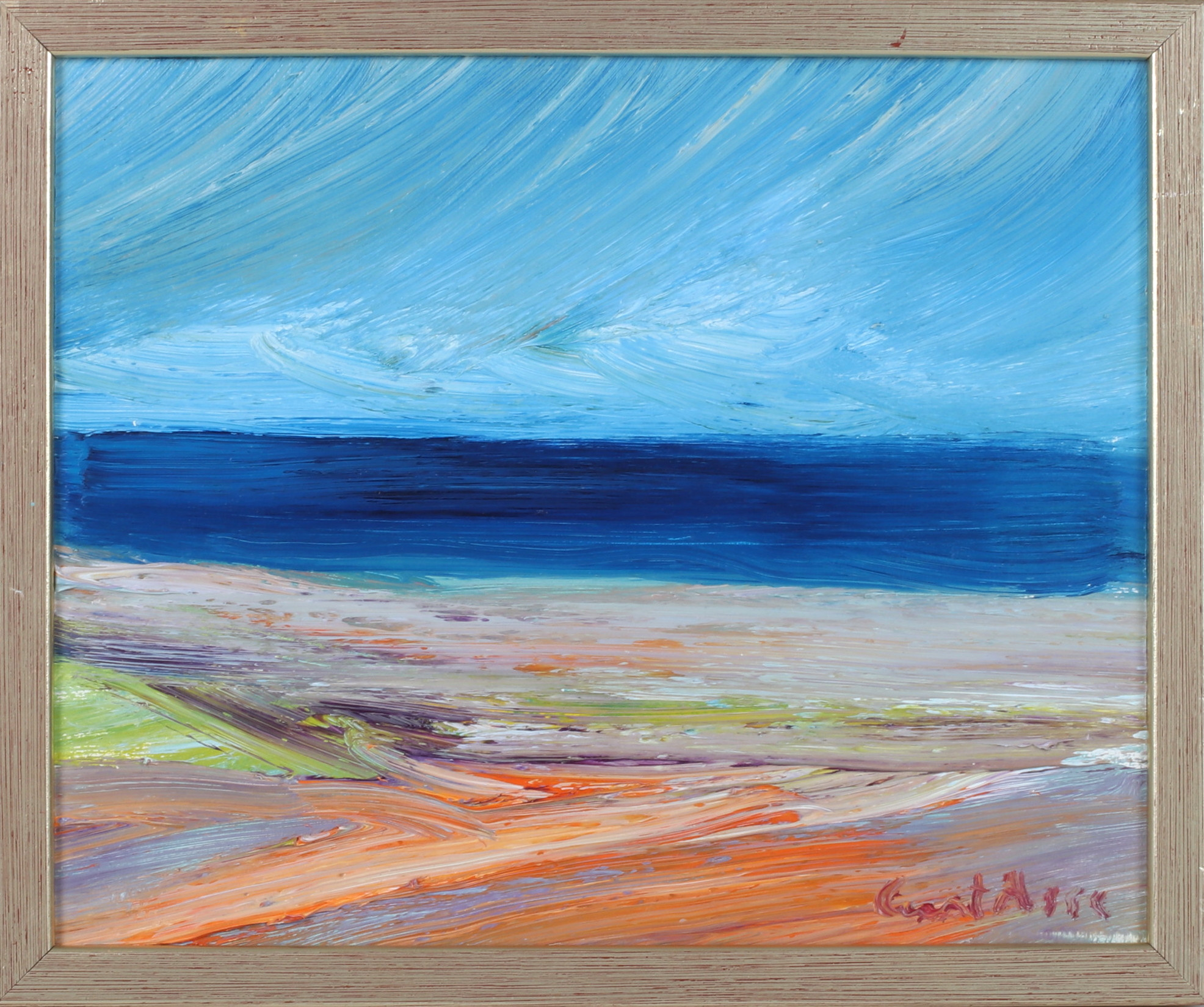 CURT AGGE. "Solig strand", olja på duk, signerad.