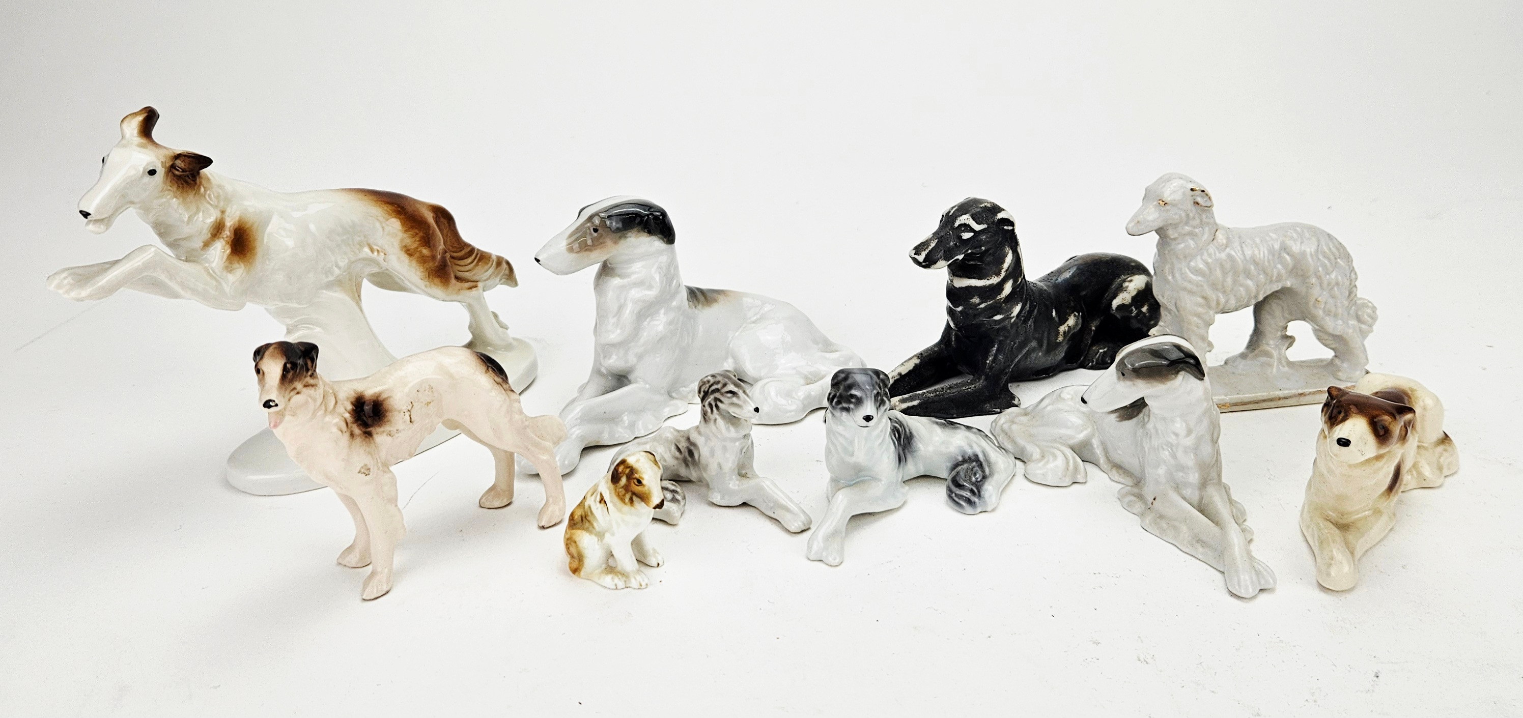 FIGURINER, 10 st, porslin, Borzoi.