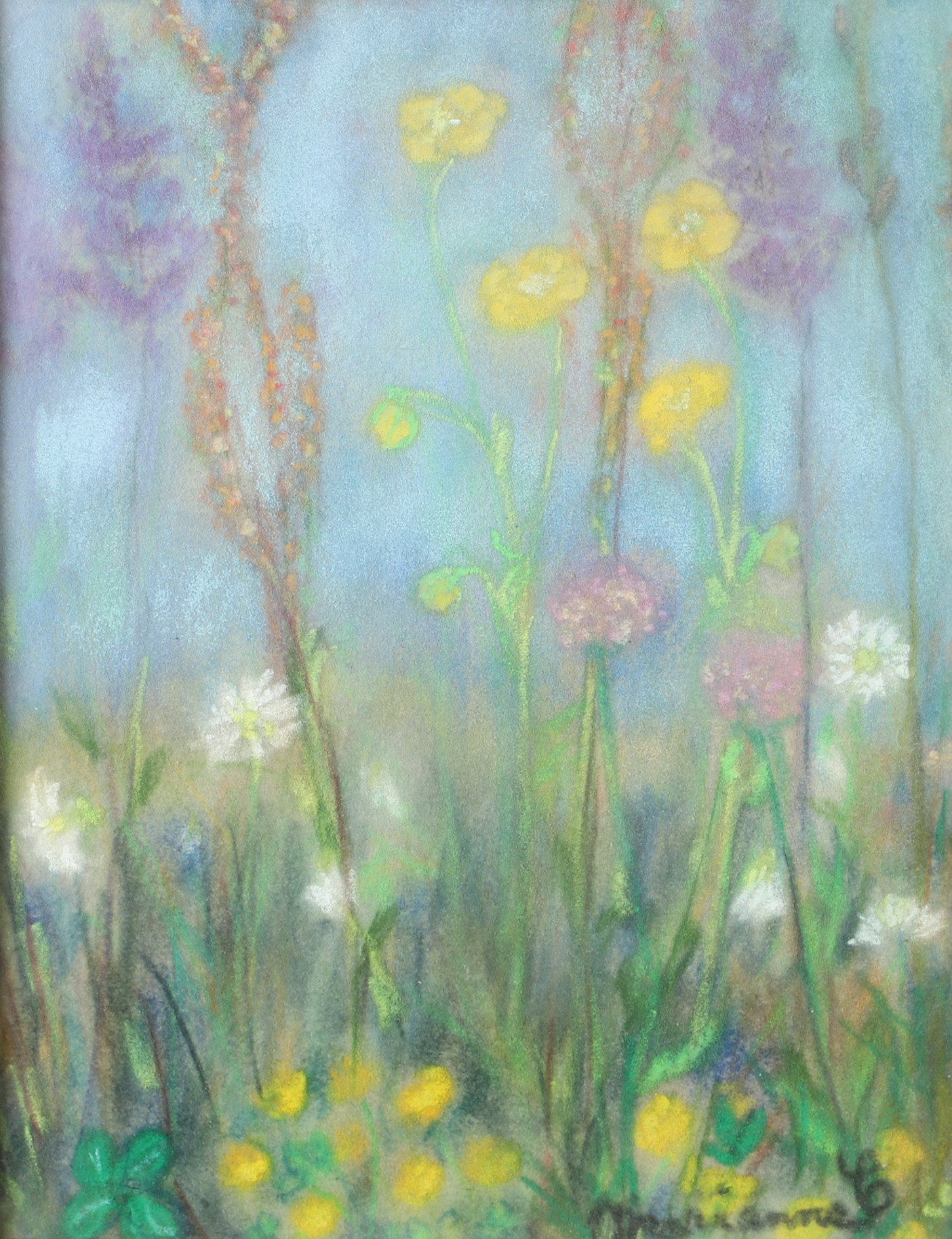 MARIANNE CRONBERG. Blomning, pastell på pannå, signerad Marianne C.