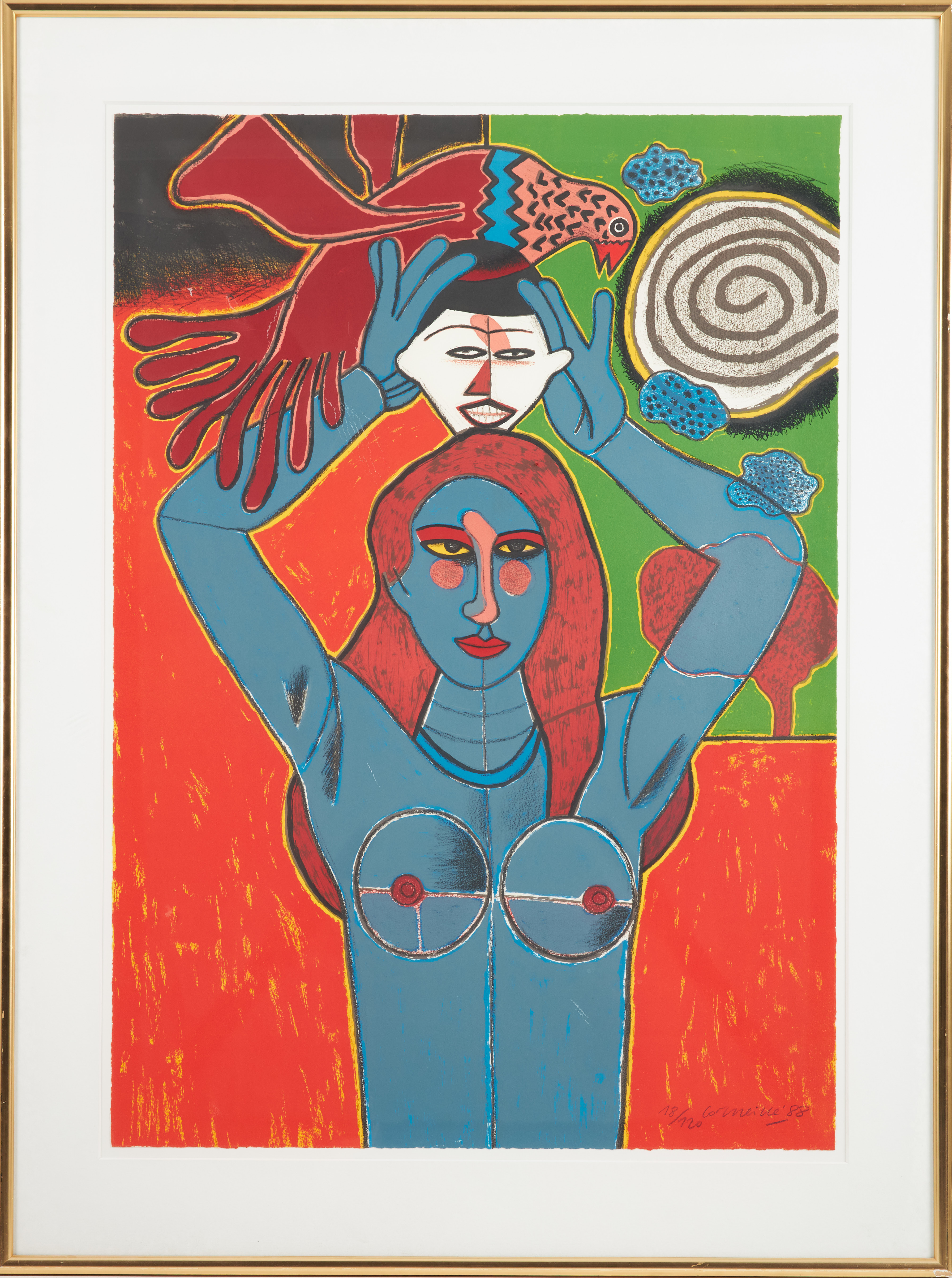 BEVERLOO CORNEILLE. "Masque Africain", färgserigrafi, signerad, numrerad 18/120, daterad -88.
