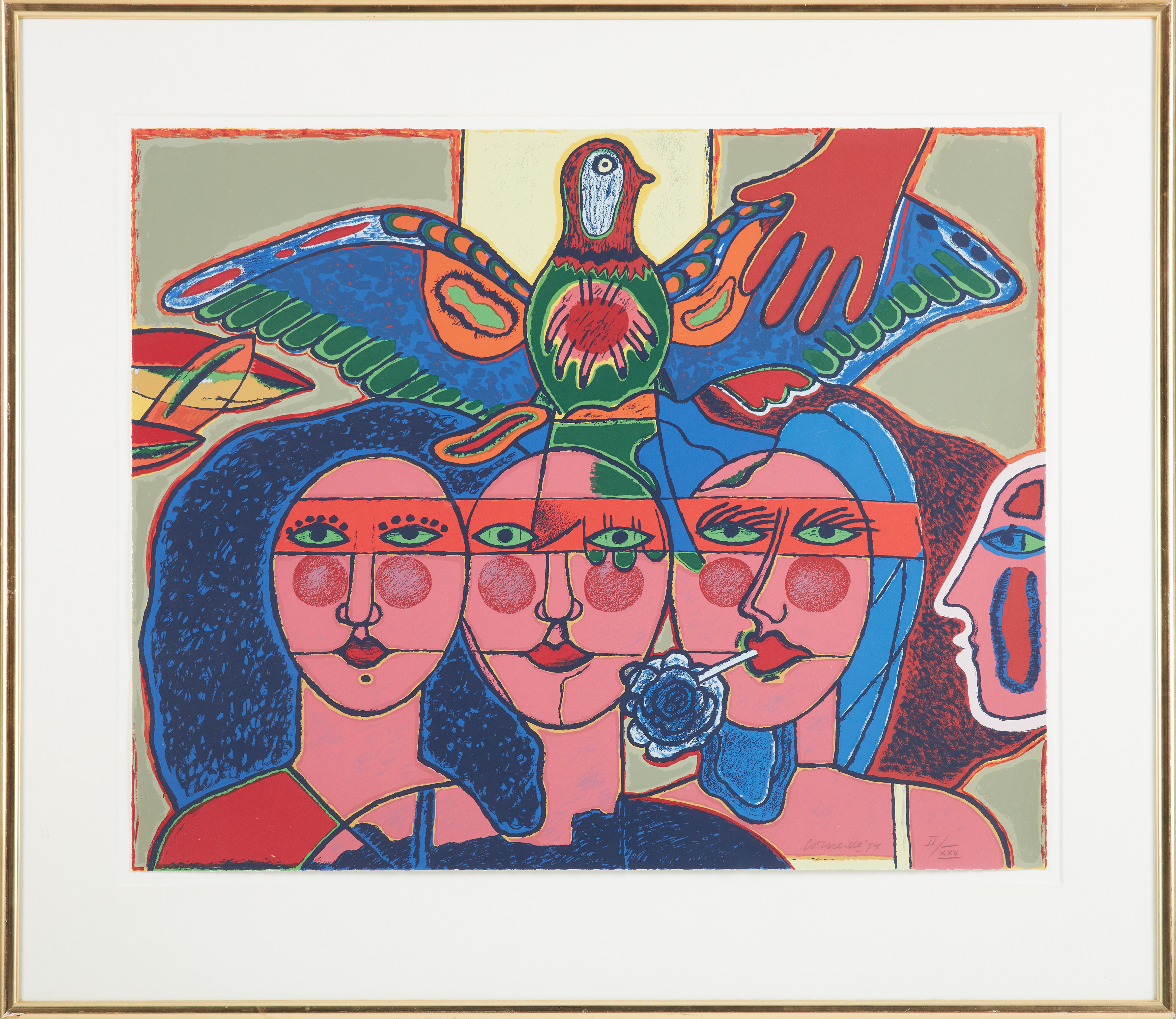 BEVERLOO CORNEILLE. "La Rose á la Bouche", färgserigrafi, signerad, numrerad IV/XXV, daterad -94.