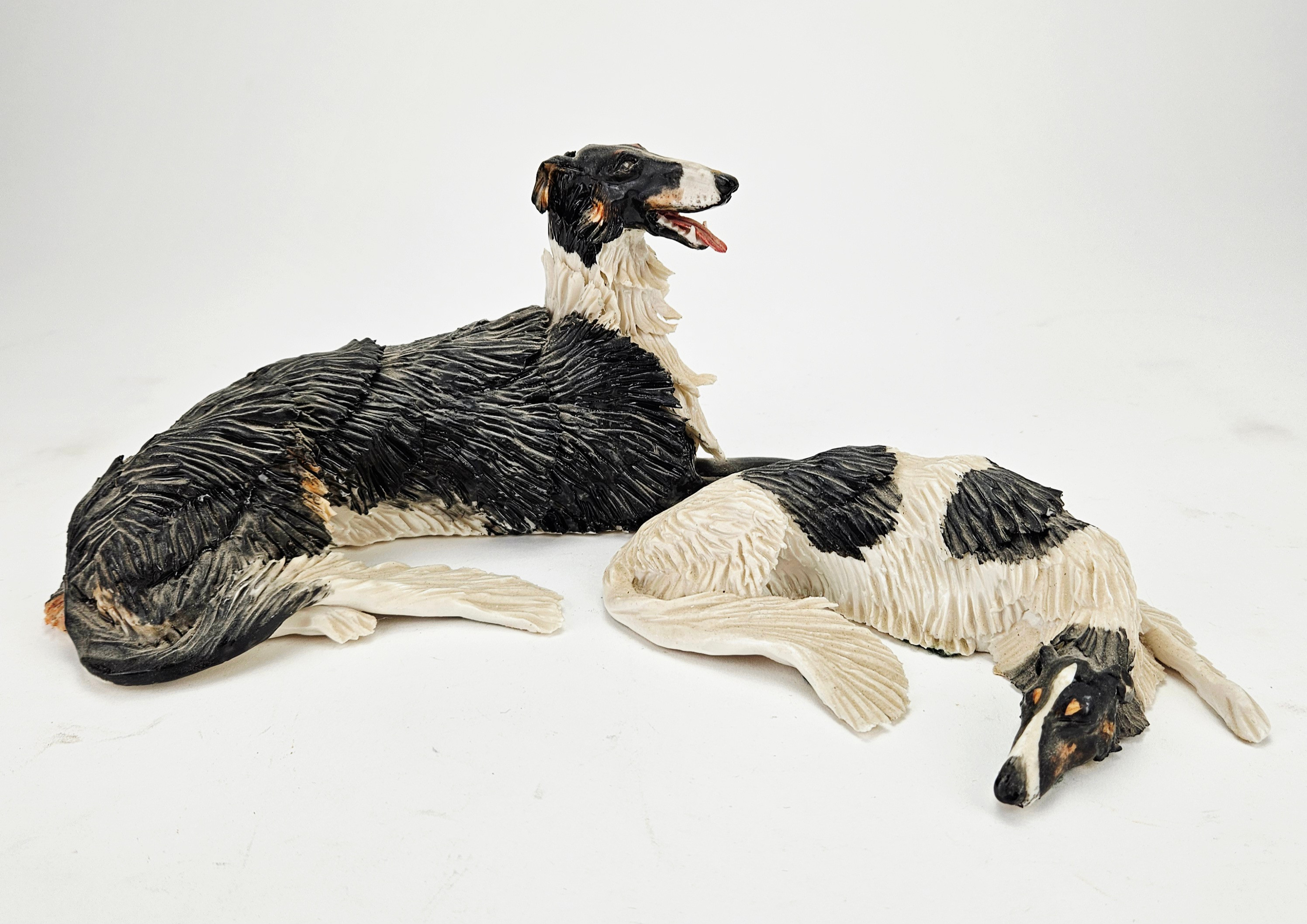 FIGURINER, 2 st, keramik, Borzoi, Eva Pearce, signerade.