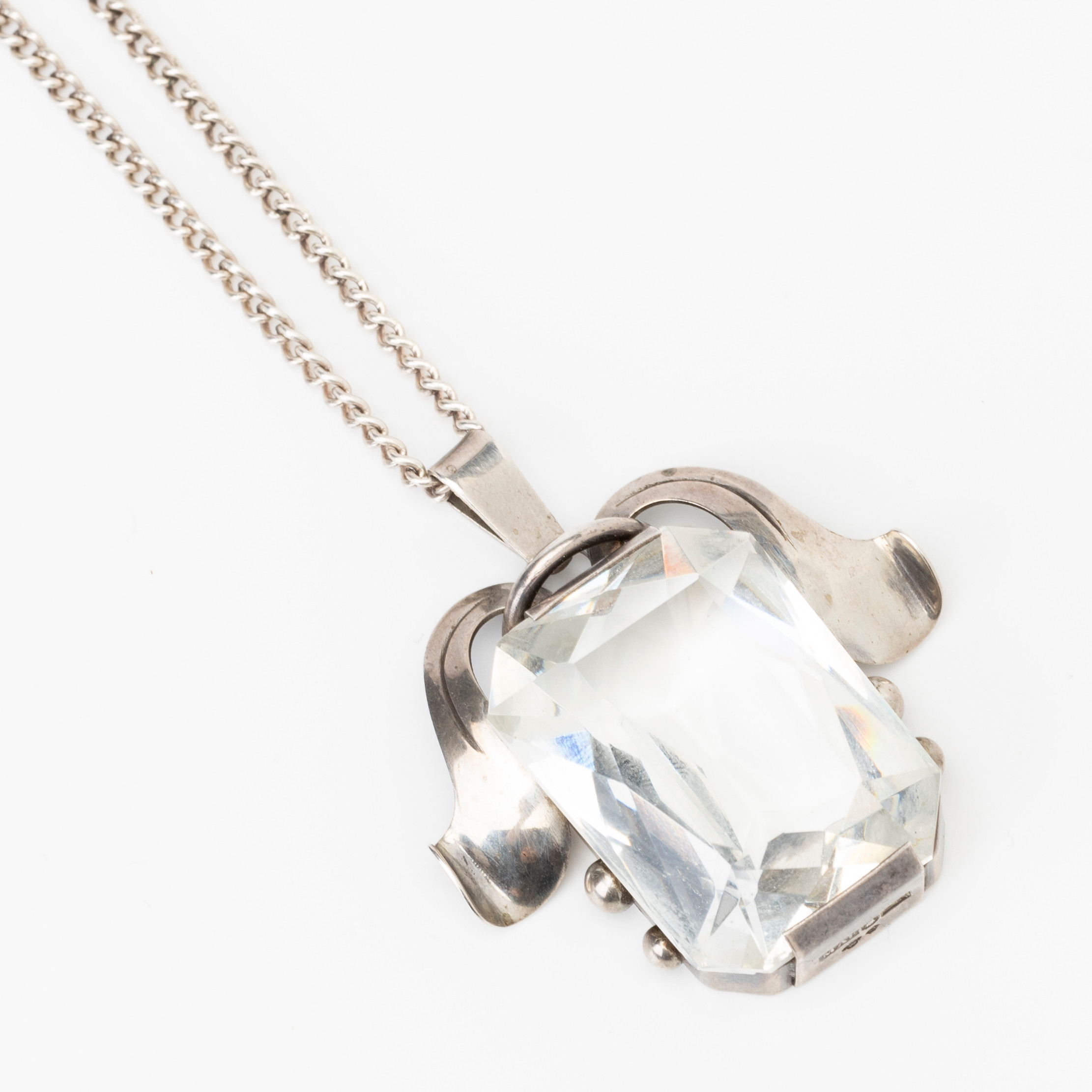 HÄNGE, silver med facettslipat glas, Martin Elmblad, Stockholm, 1950.