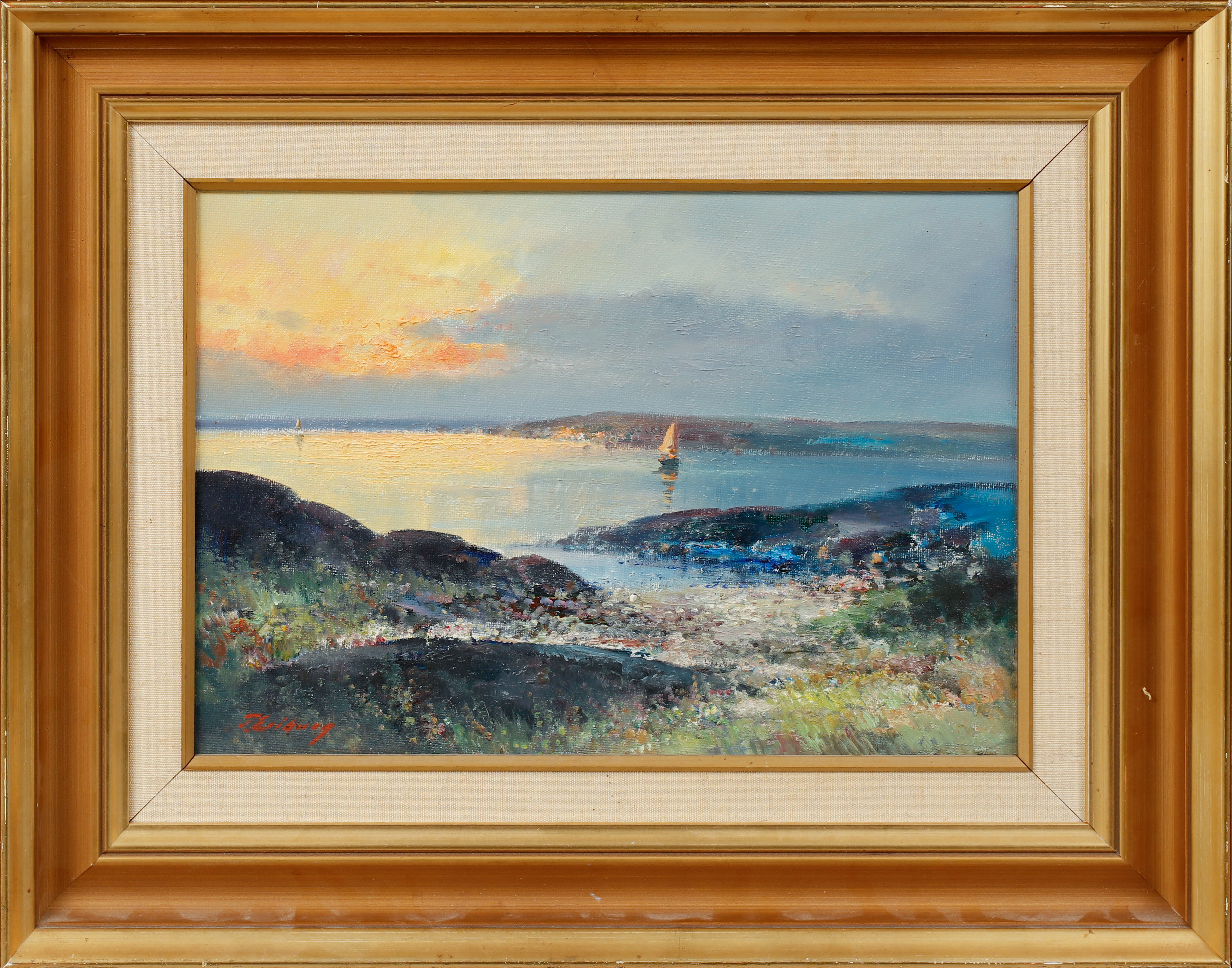 TAGE ERIKSSON. Kustbild, olja på duk, signerad.