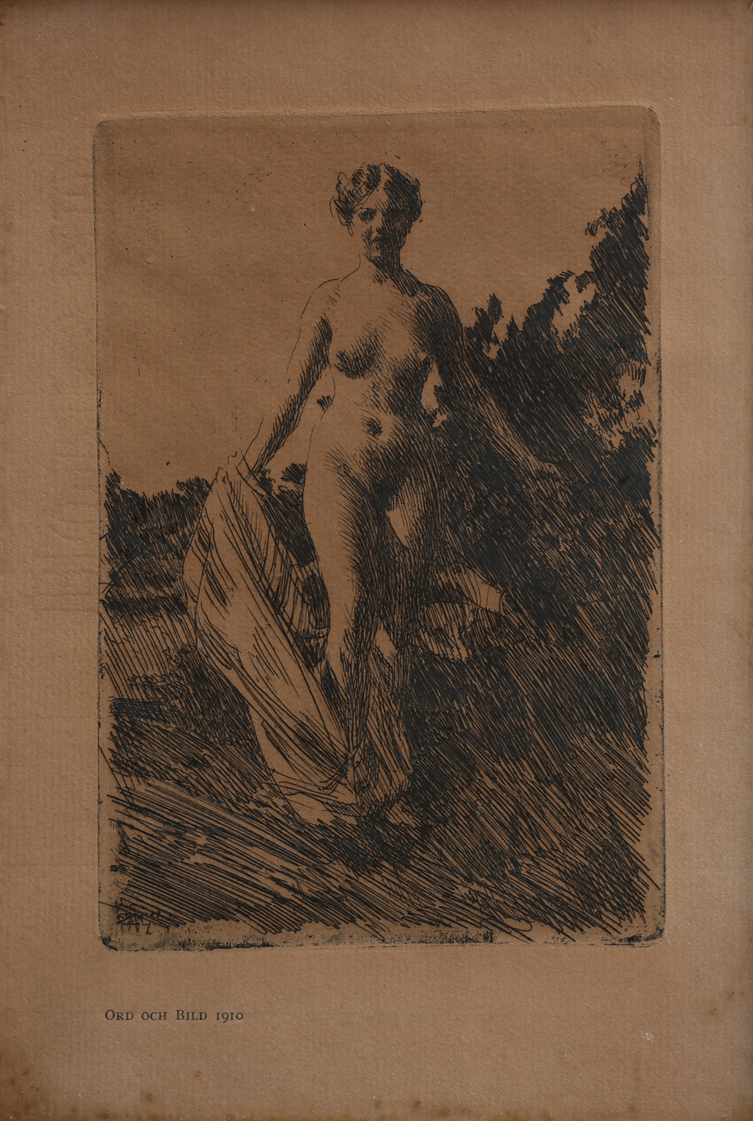 ANDERS ZORN. ETSNING, "SOMMAR", OSIGNERAD UPPLAGA UR ORD & BILD 1910.