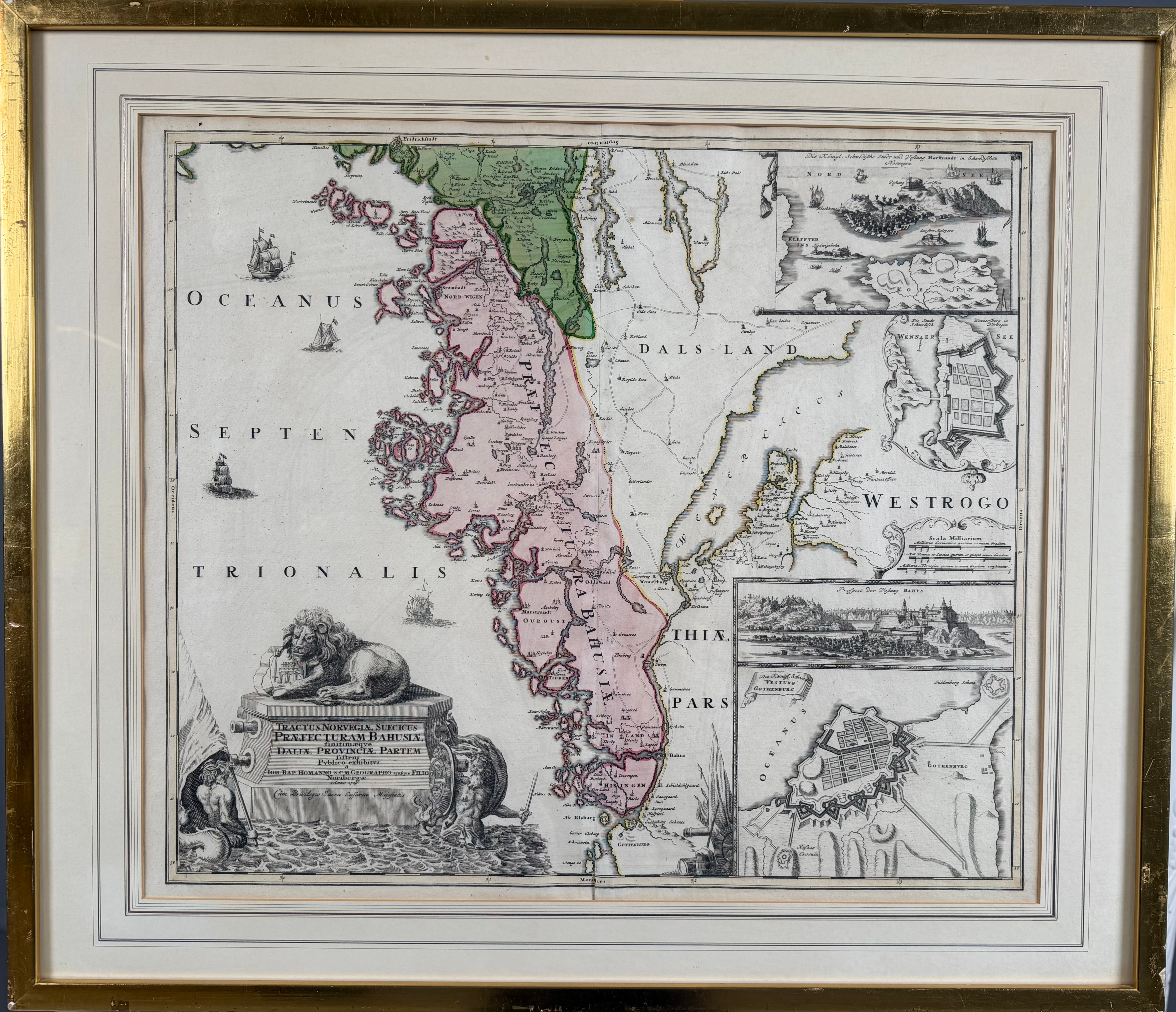 KARTA NORGE, BOHUSLÄN - HOMANN, Tractus Norvegiae, ca 1730.