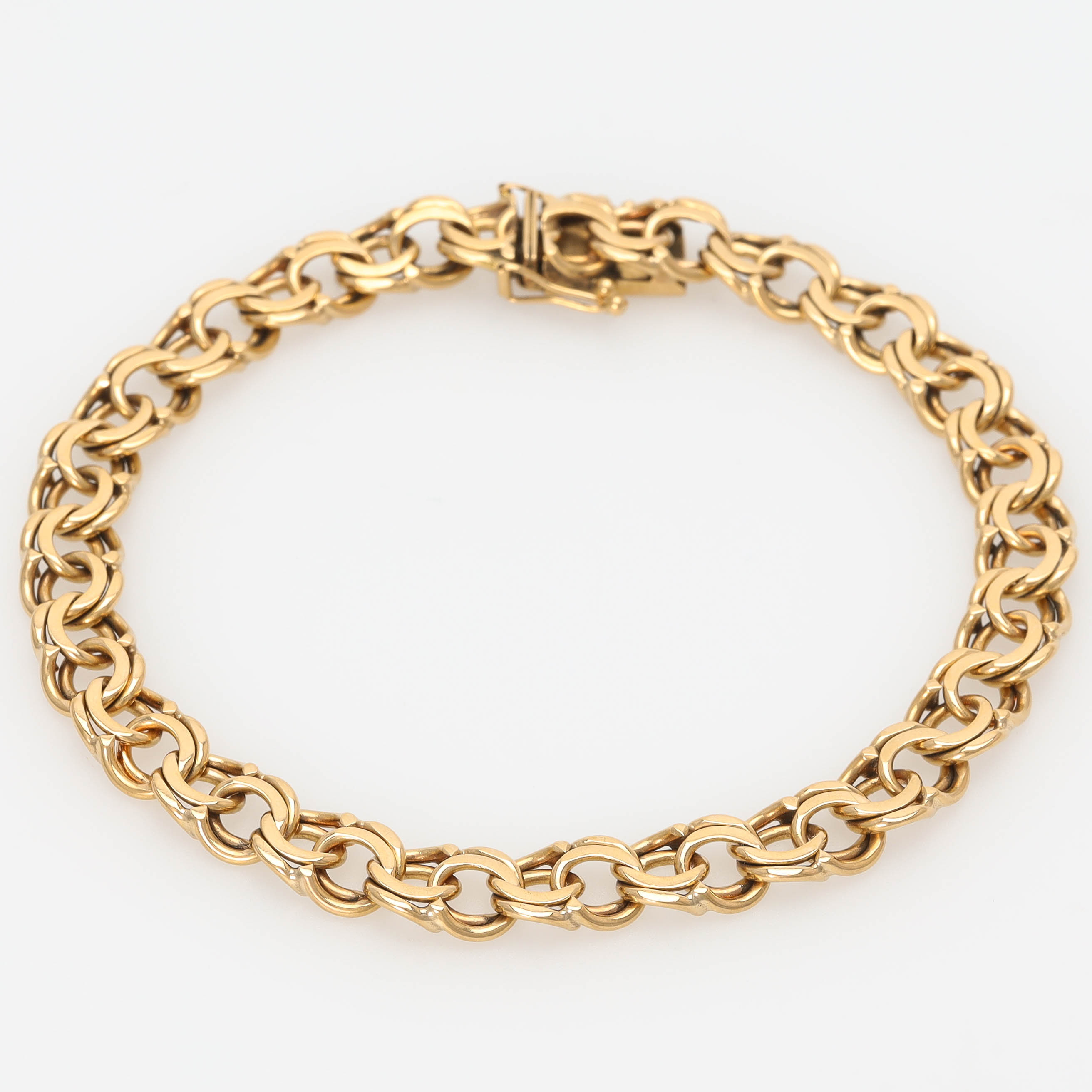 ARMBAND, 18 k guld, bismarcklänk, längd 20,5 cm, Hallberg, Köping 1965.