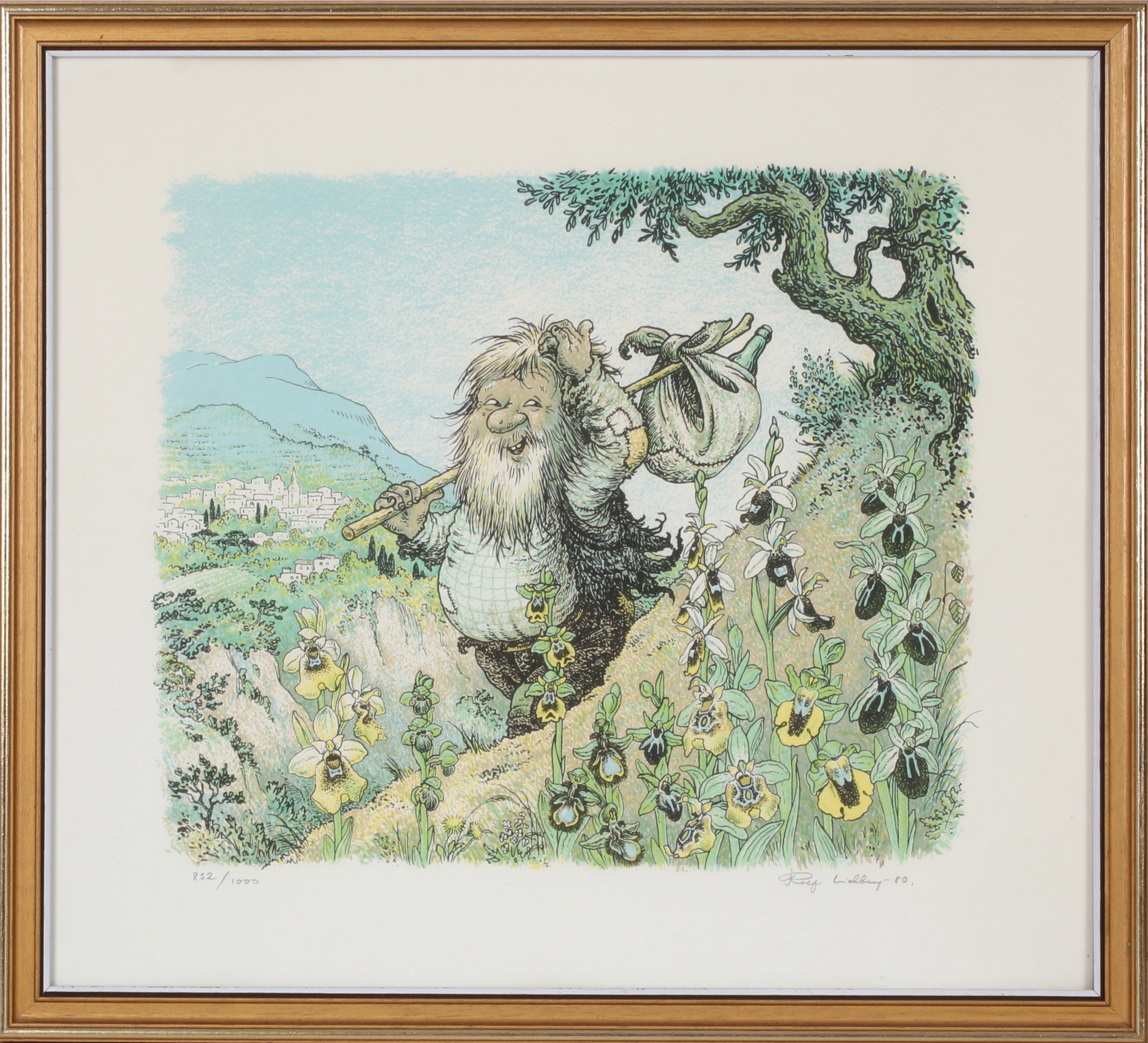 ROLF LIDBERG. Luffare, färglitografi, signerad och numrerad 832/1000.