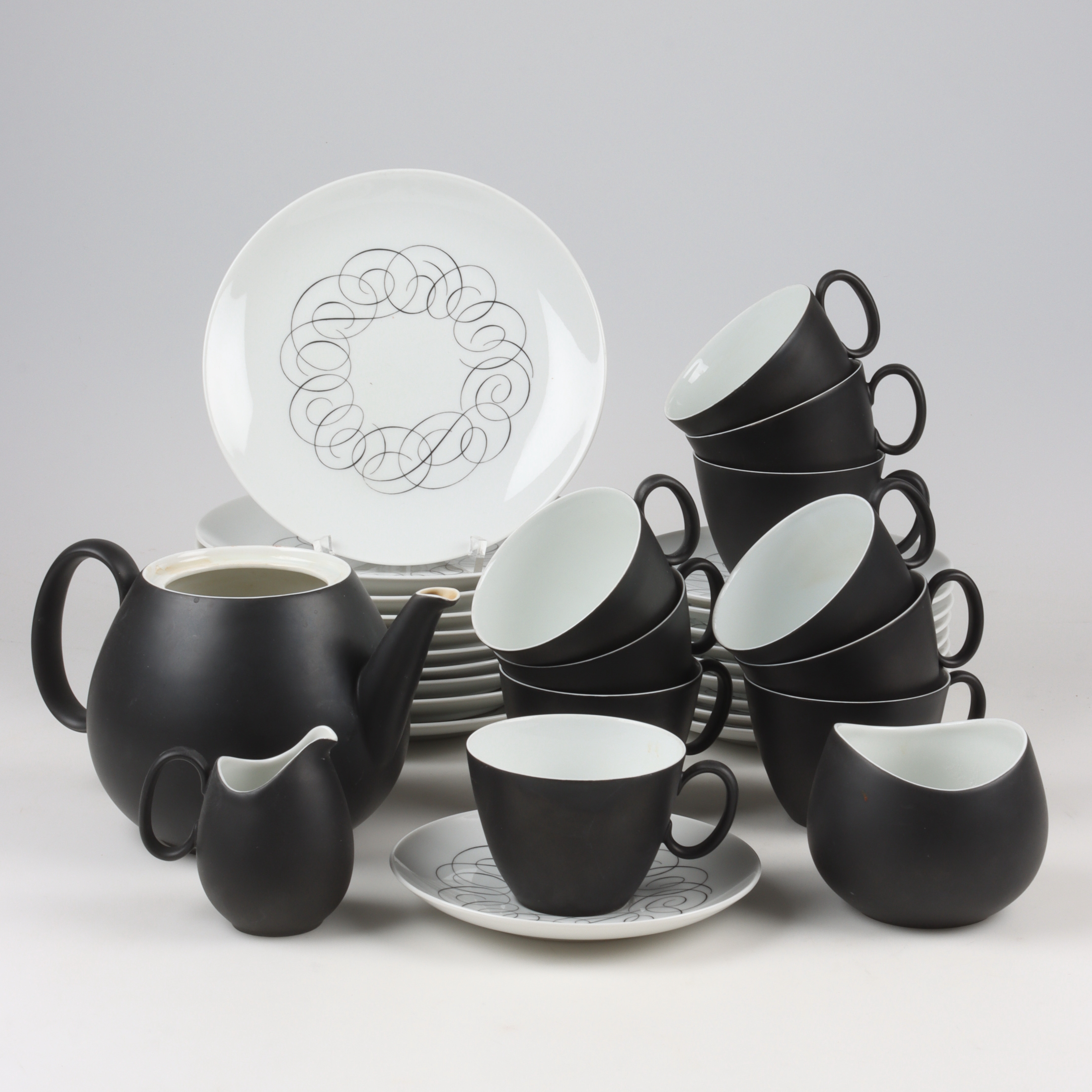 TESERVIS, 20 delar, porslin, "Domino", Rosenthal/Continental China, Tyskland.