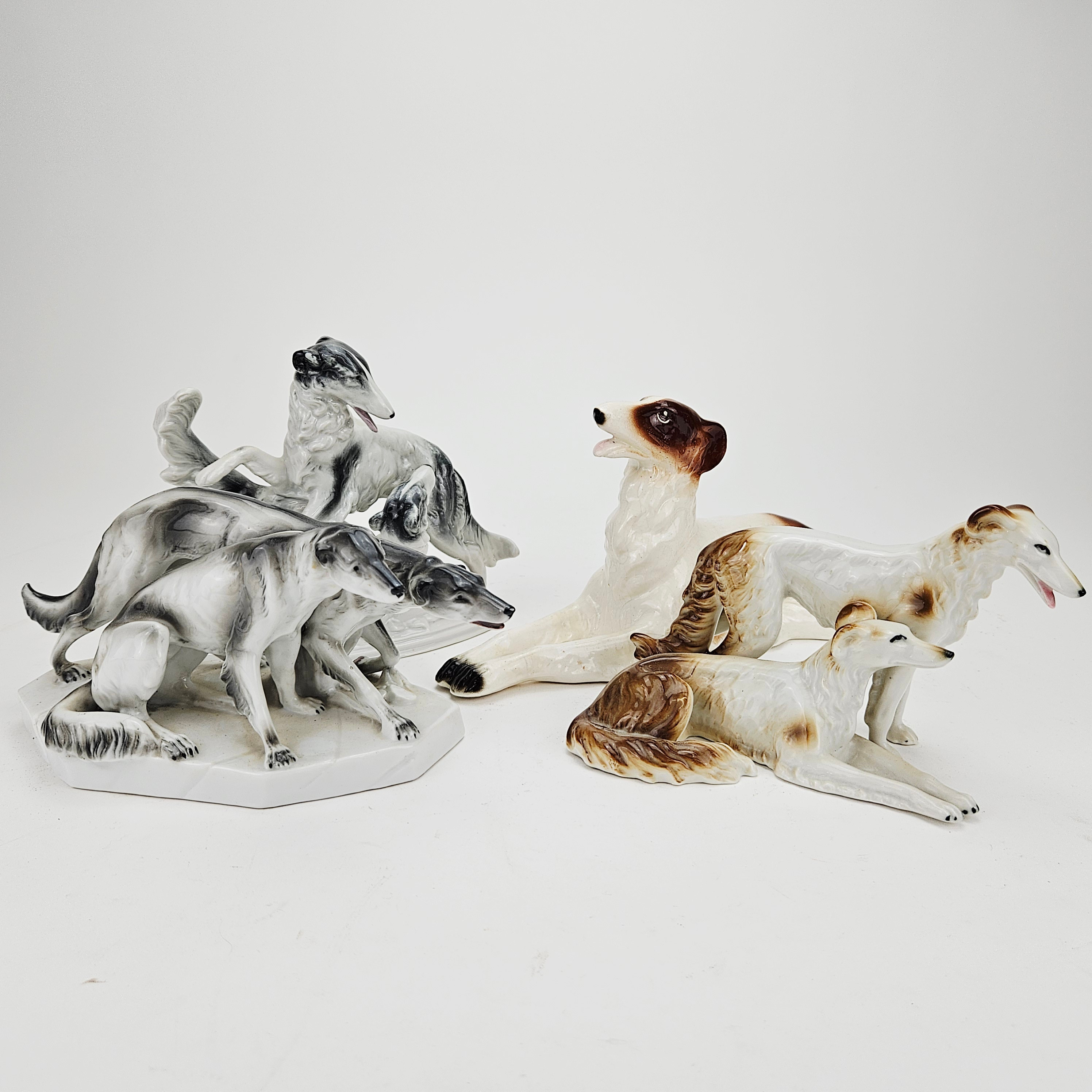 FIGURINER, 4 st, porslin, Borzoi, Tyskland.