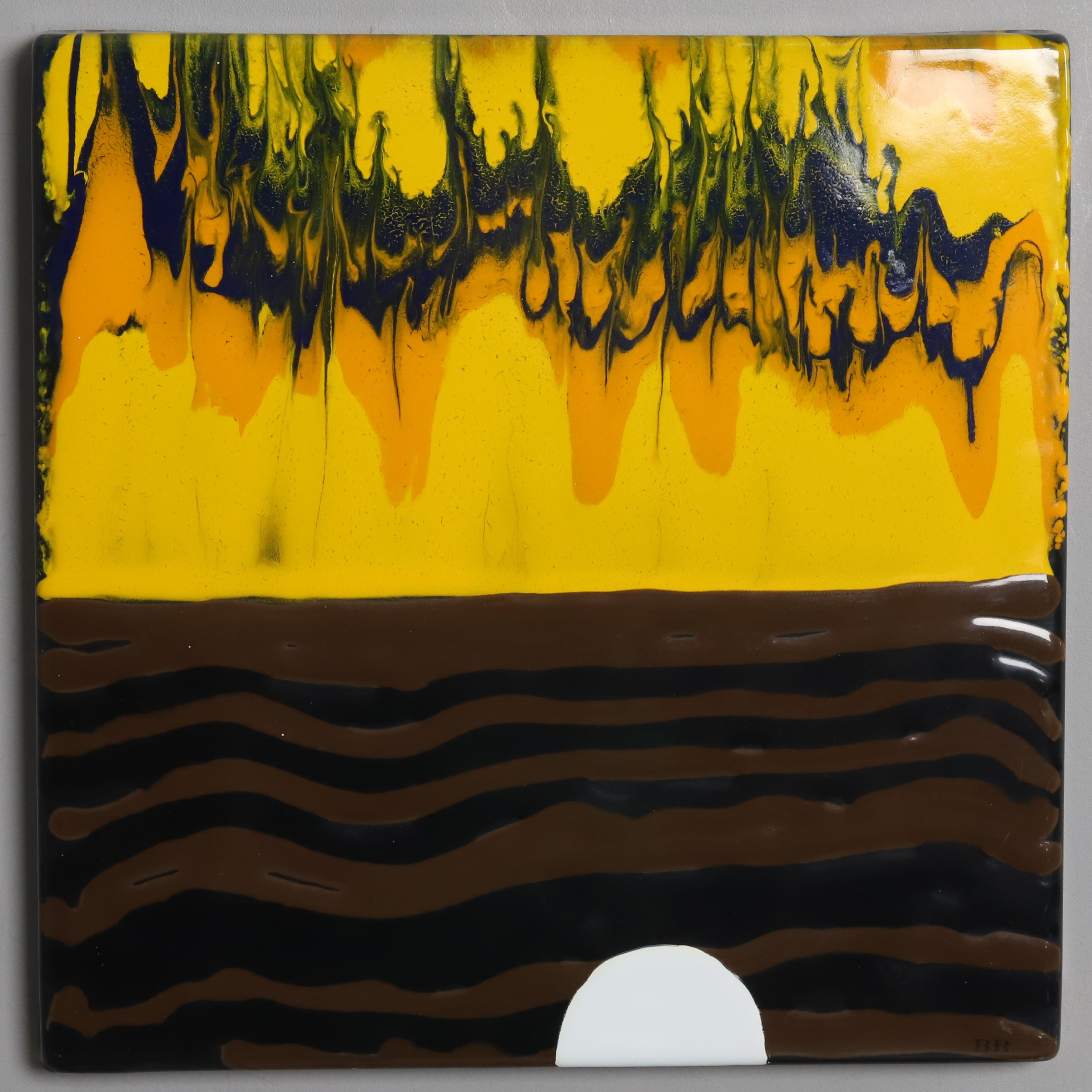 BENGT BERGLUND. EMALJ, " Solnedgång" Gustavsberg, 1970-tal.