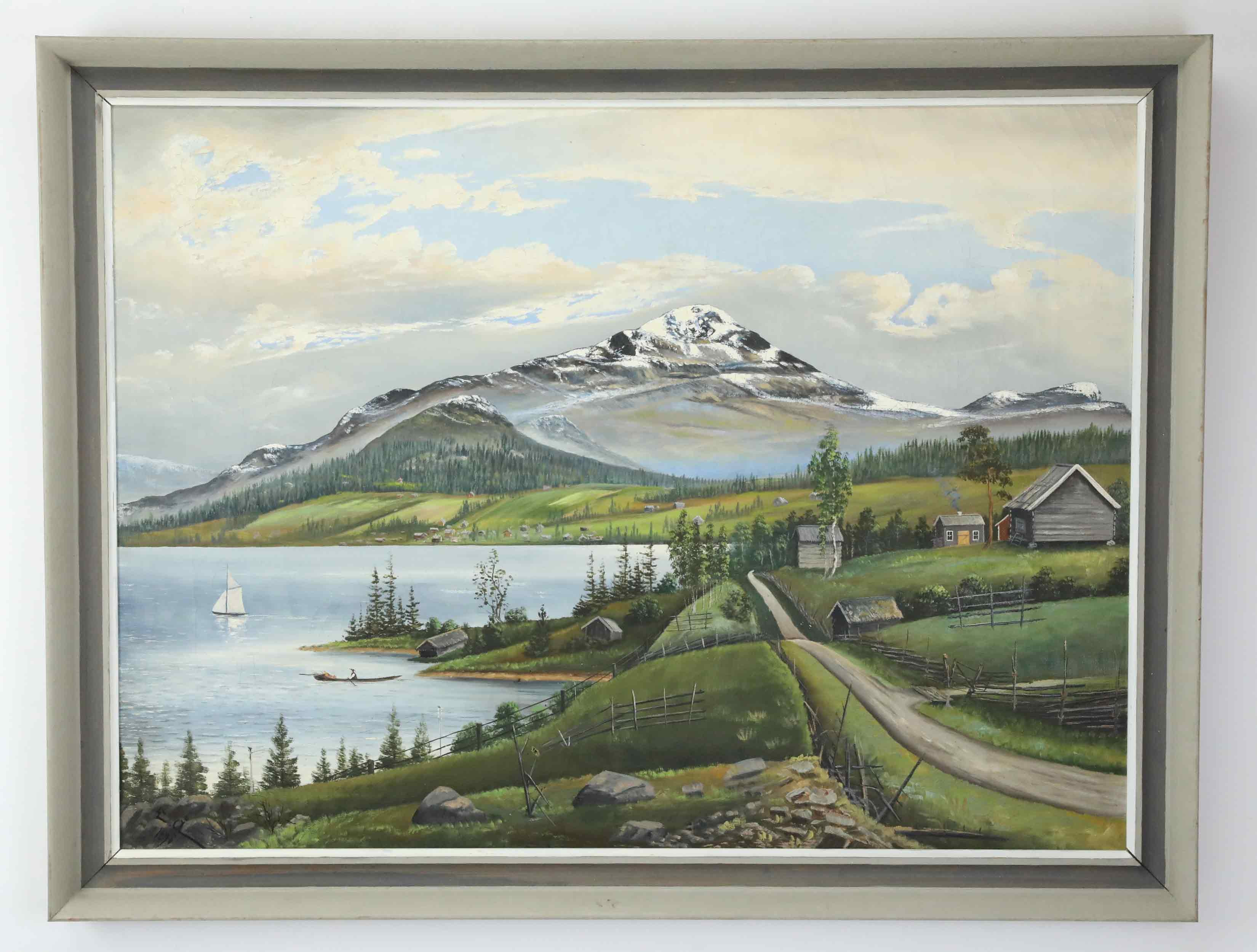 OKÄND KONSTNÄR. Olja på duk, Åreskutan, vy från Kall-sjön, signerad och daterad 1895.