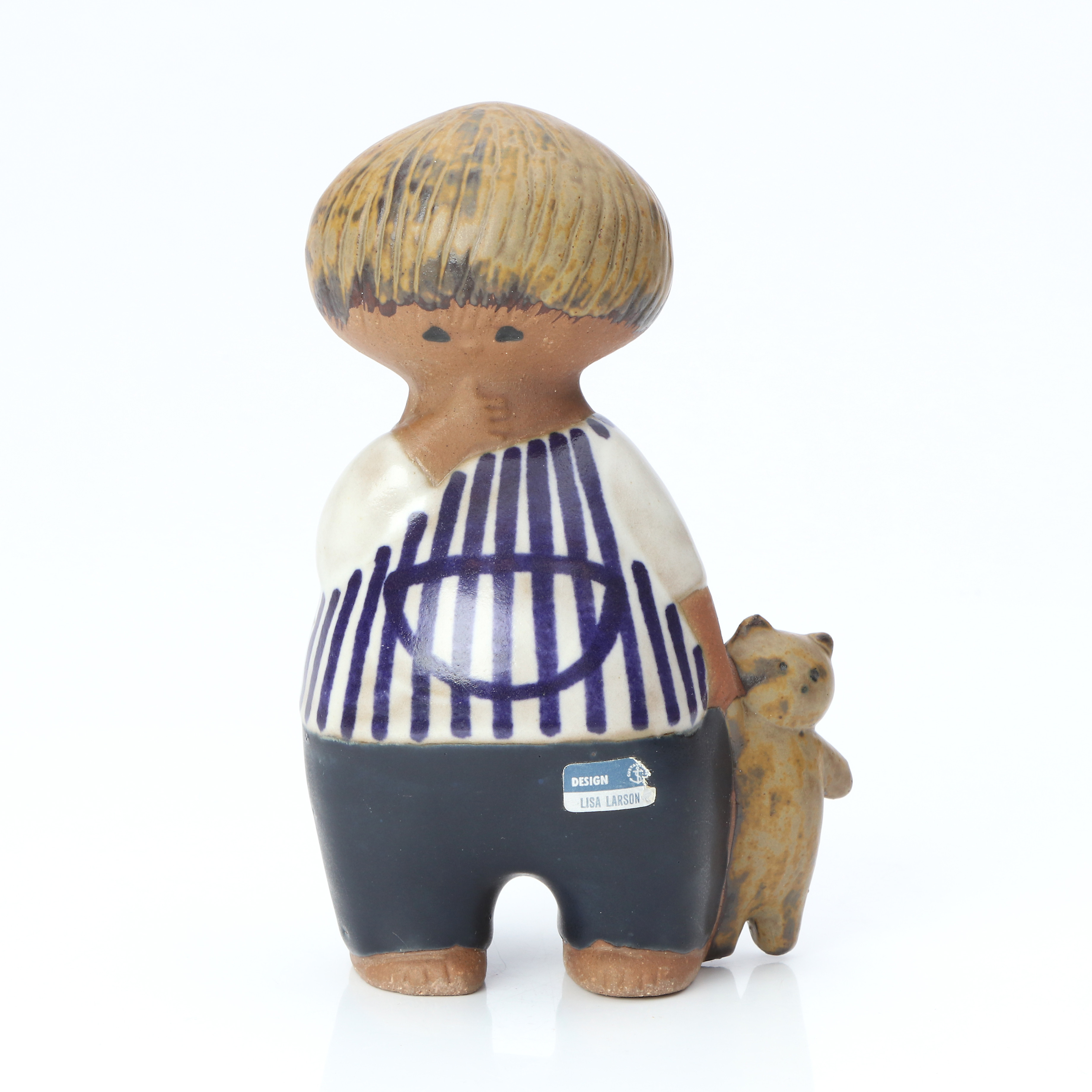 LISA LARSON. FIGURIN. Delvis glaserat stengods. "Malin". Gustavsberg, märkt undertill.