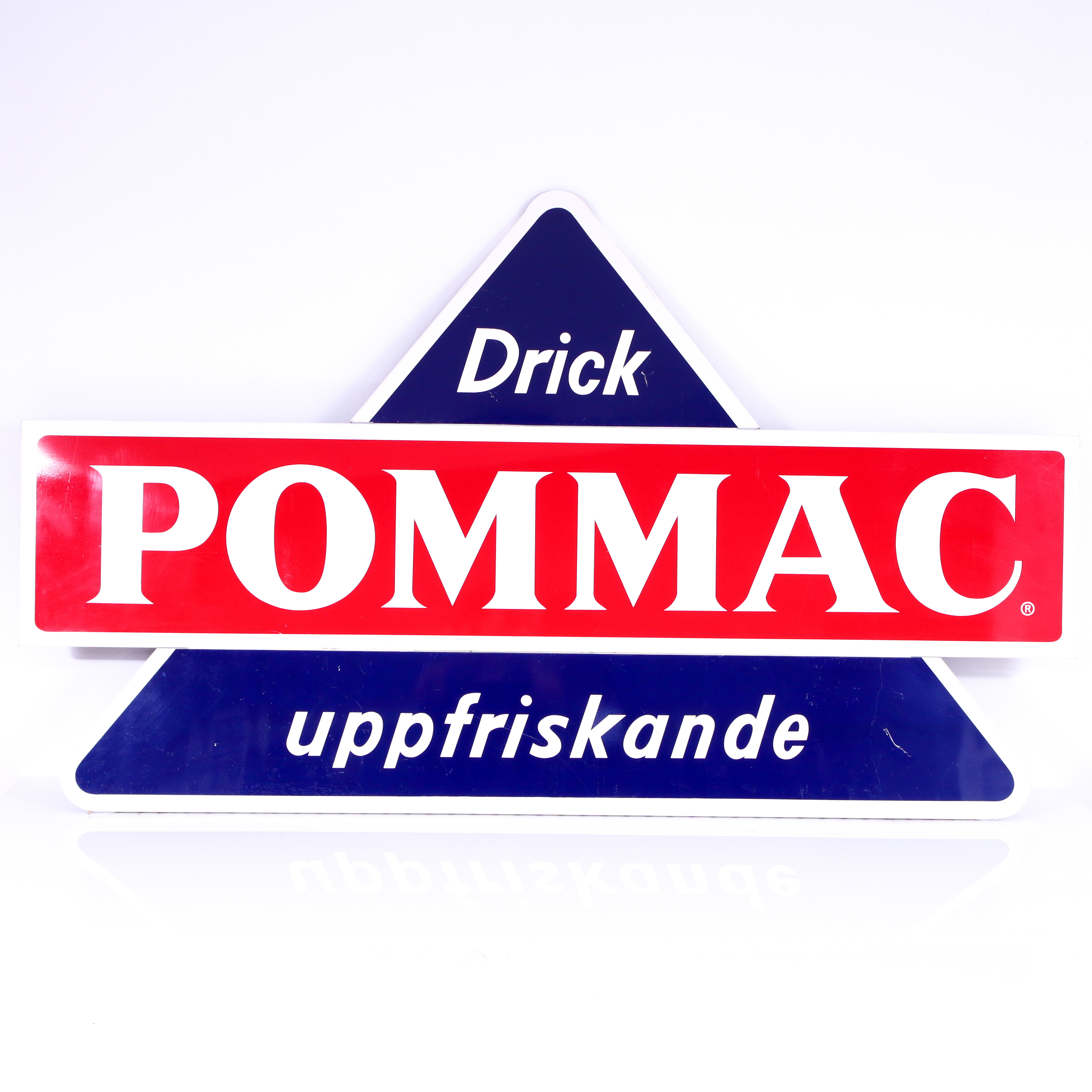 POMMAC, plåtskylt, 1900-talets senare del.