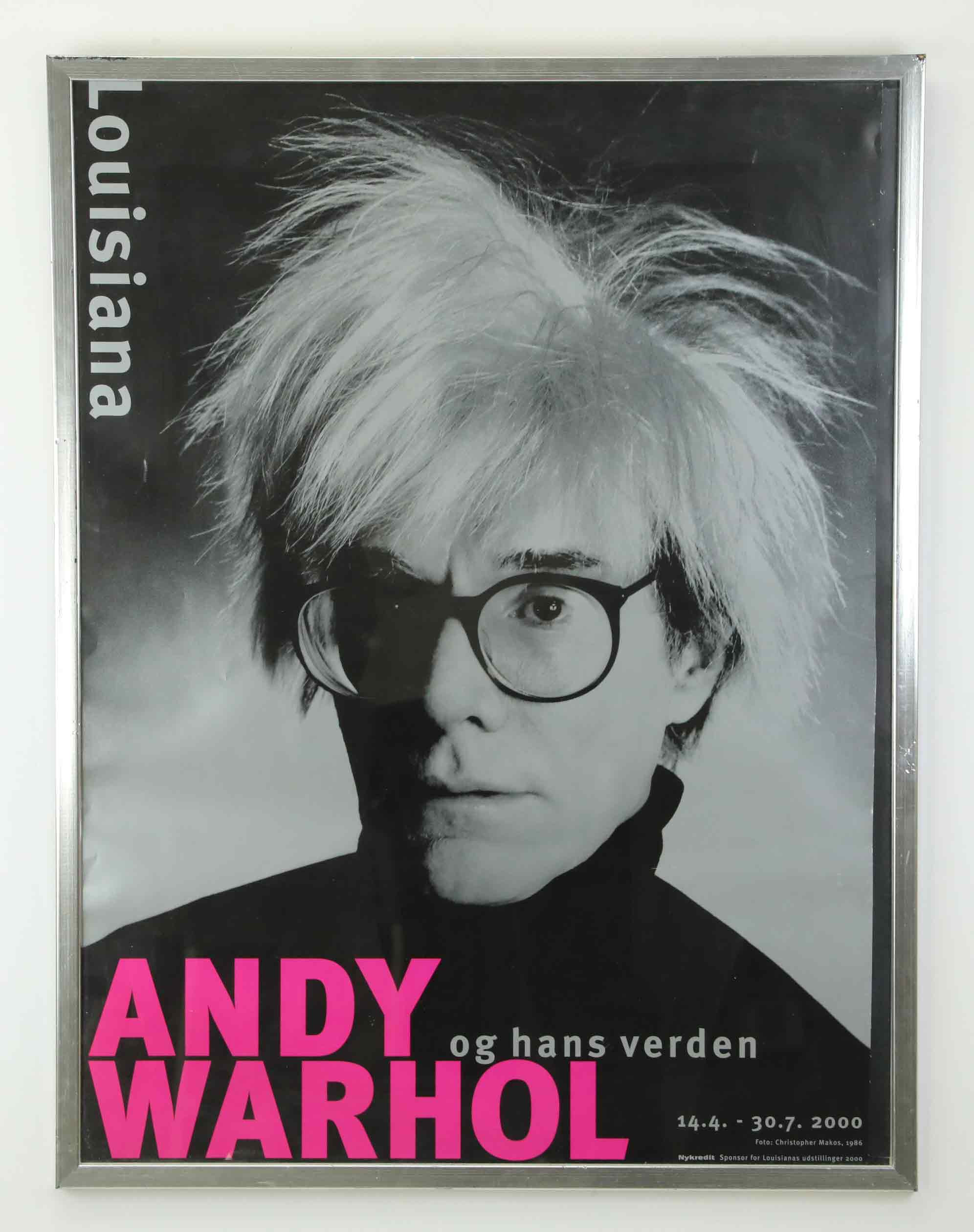 ANDY WARHOL. EFTER. utställningsaffish, "Andy Warhol og hans verden", Louisiana Museum of Modern Art, Danmark, år 2000.