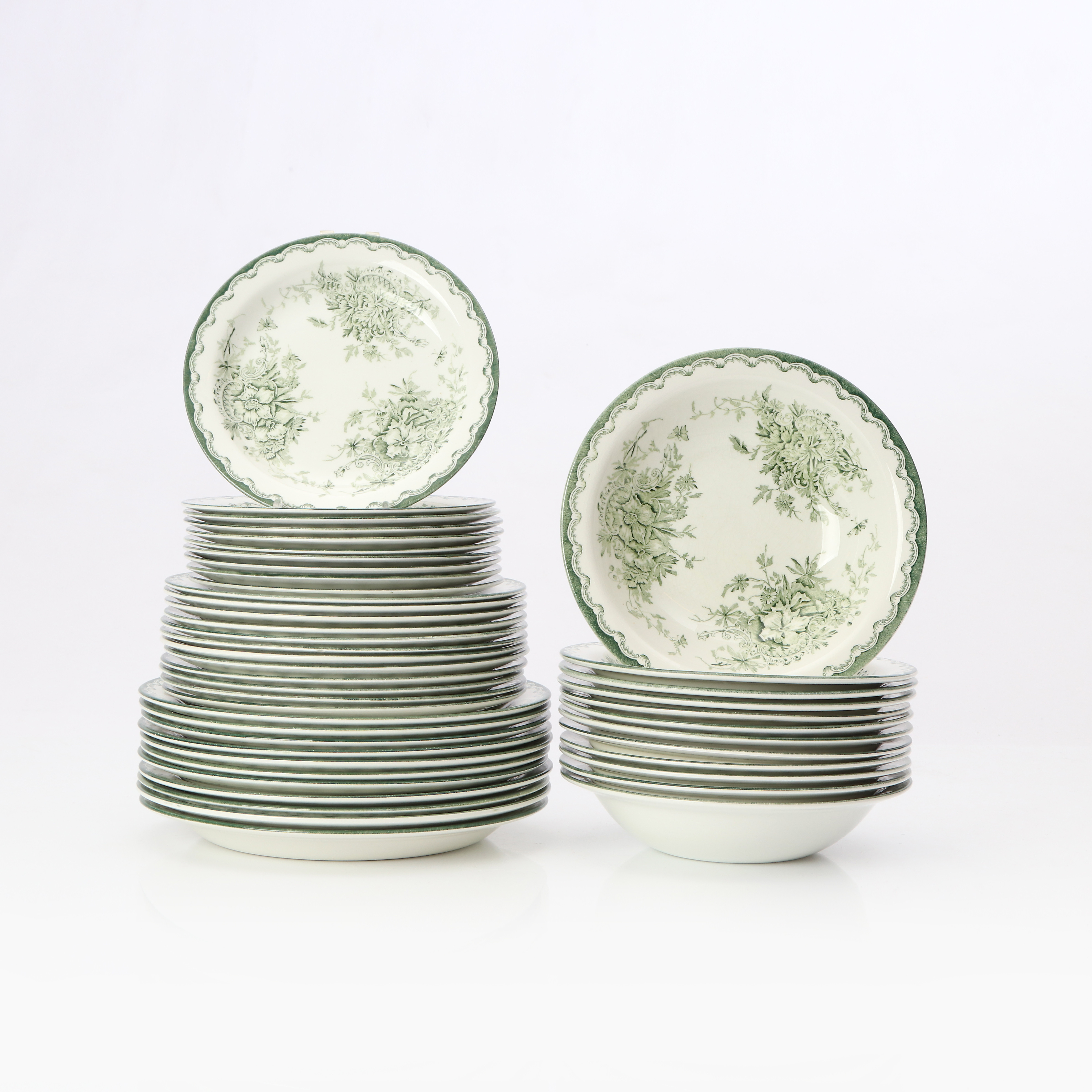 GRÖN ANNA, MATSERVIS, 45 DELAR. Flintgods. Rörstrand.