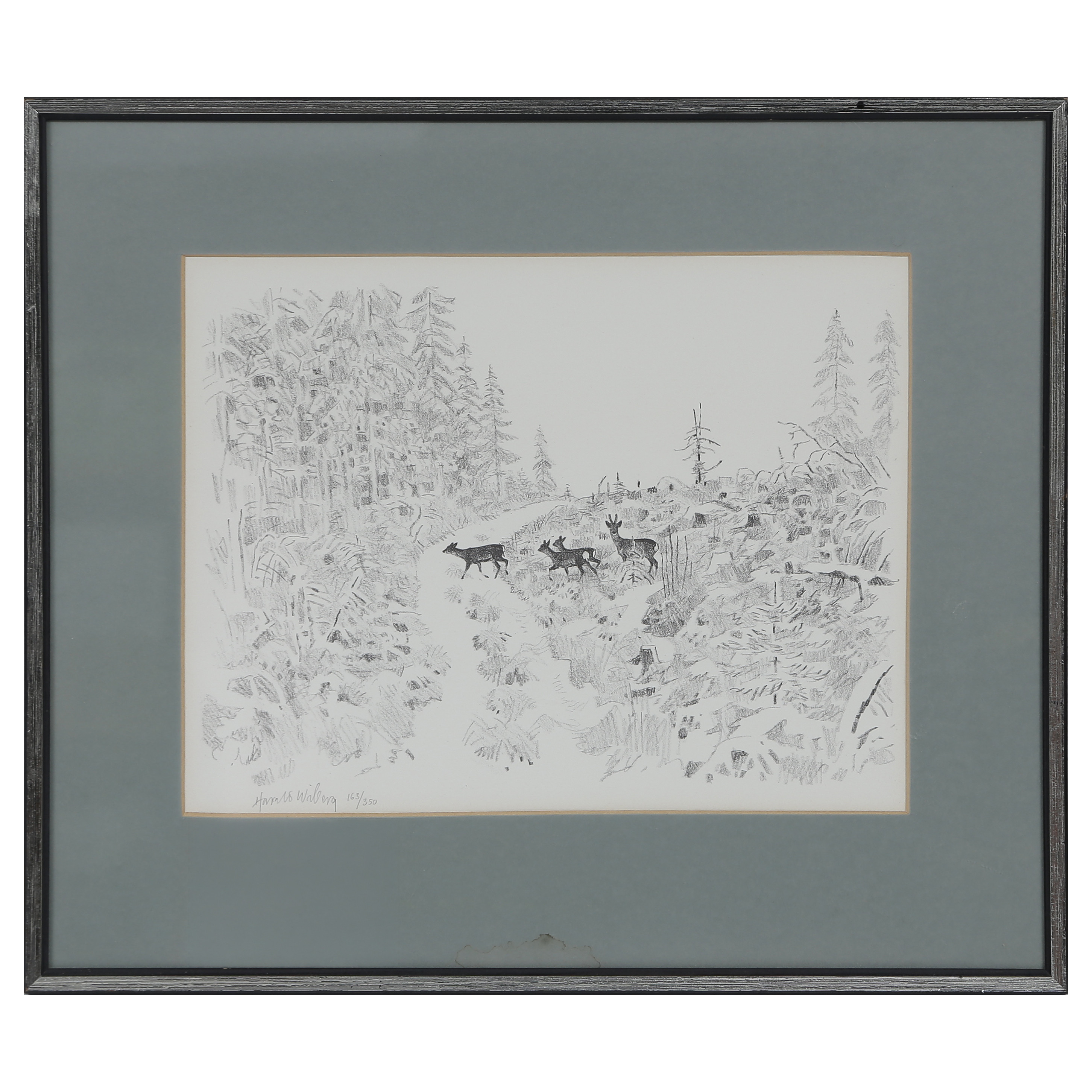 HARALD WIBERG. (1908-1986) "RÅDJUR" LITOGRAFI 163/350, SIGNERAD.