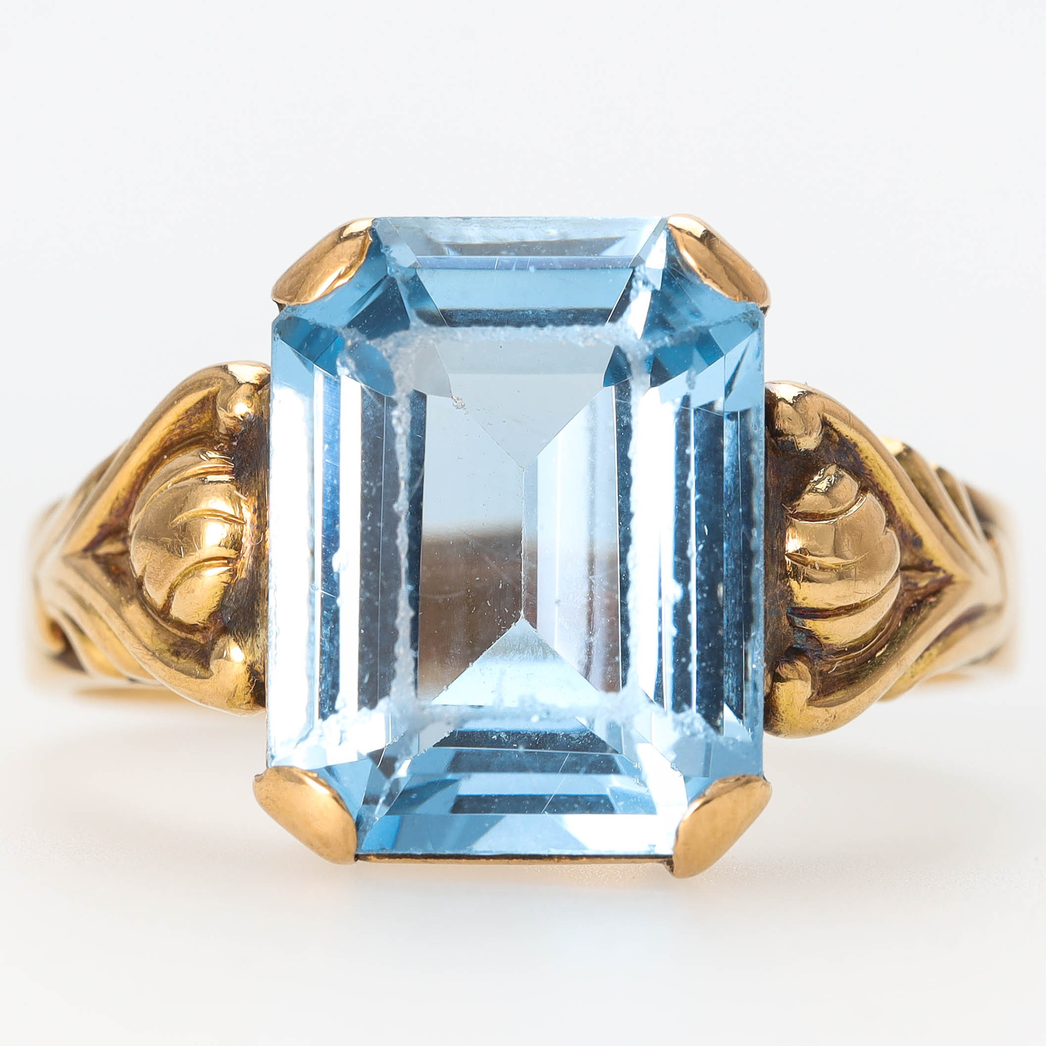 RING, 18 k guld, floral dekor, Göteborg 1953.