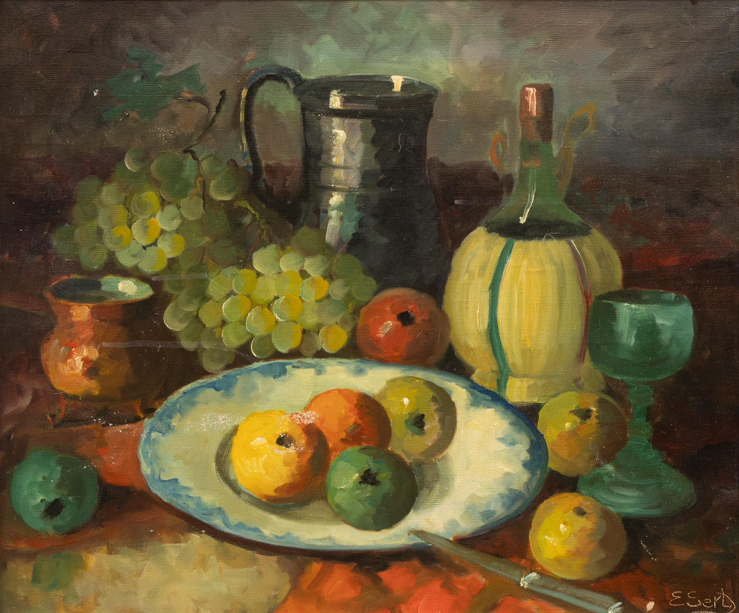 EDITH GERT (DANMARK, 1906-1983). Stilleben, olja på duk, signerad.