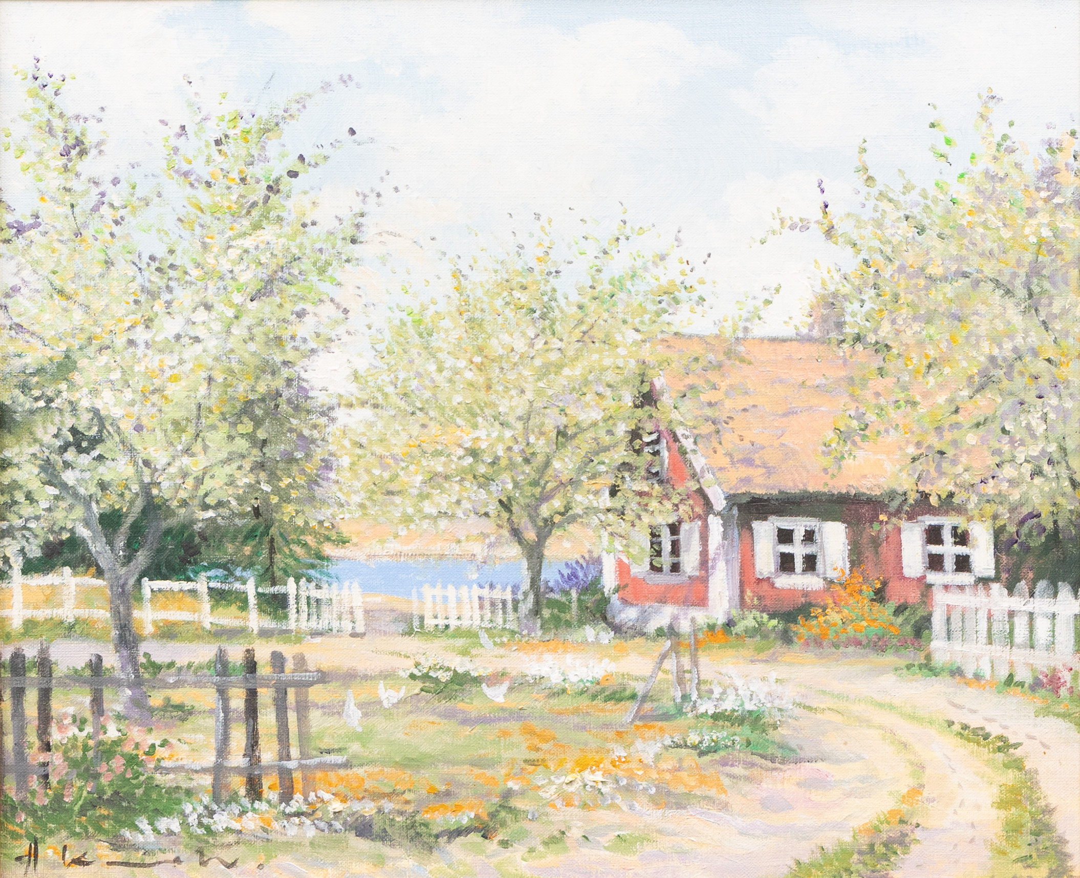 ALEXANDER KUNICKI (POLEN/SVERIGE, 1938-2023). Blommande trädgård, olja på duk, signerad.