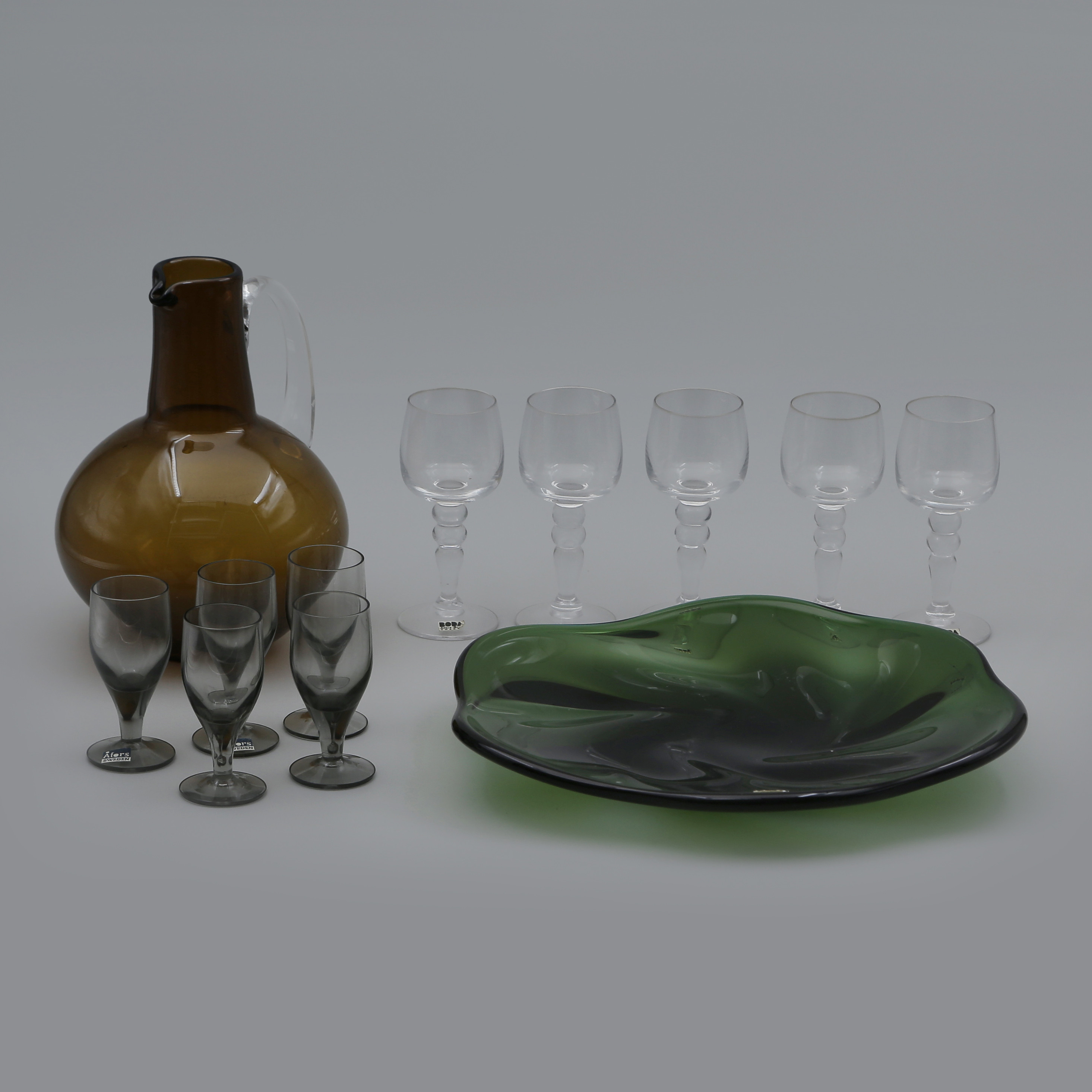 SAMLING GLAS, BL.A FRITZ KALLENBERG "VINI", BODA ÅFORS, 12 DELAR, SWEDEN, 1900-TAL.
