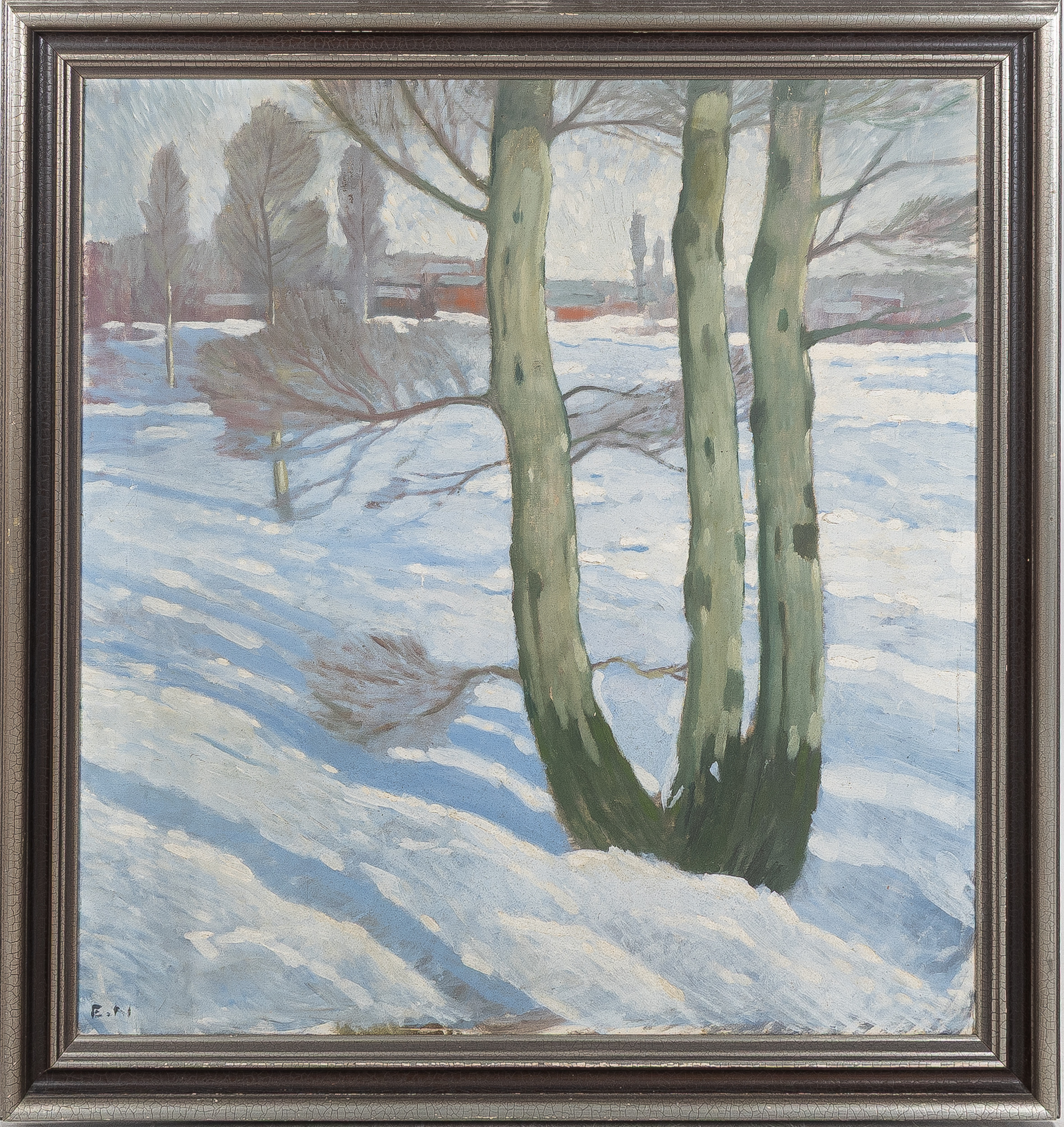 ERNST NORLIND. Vinterlandskap, olja på duk.