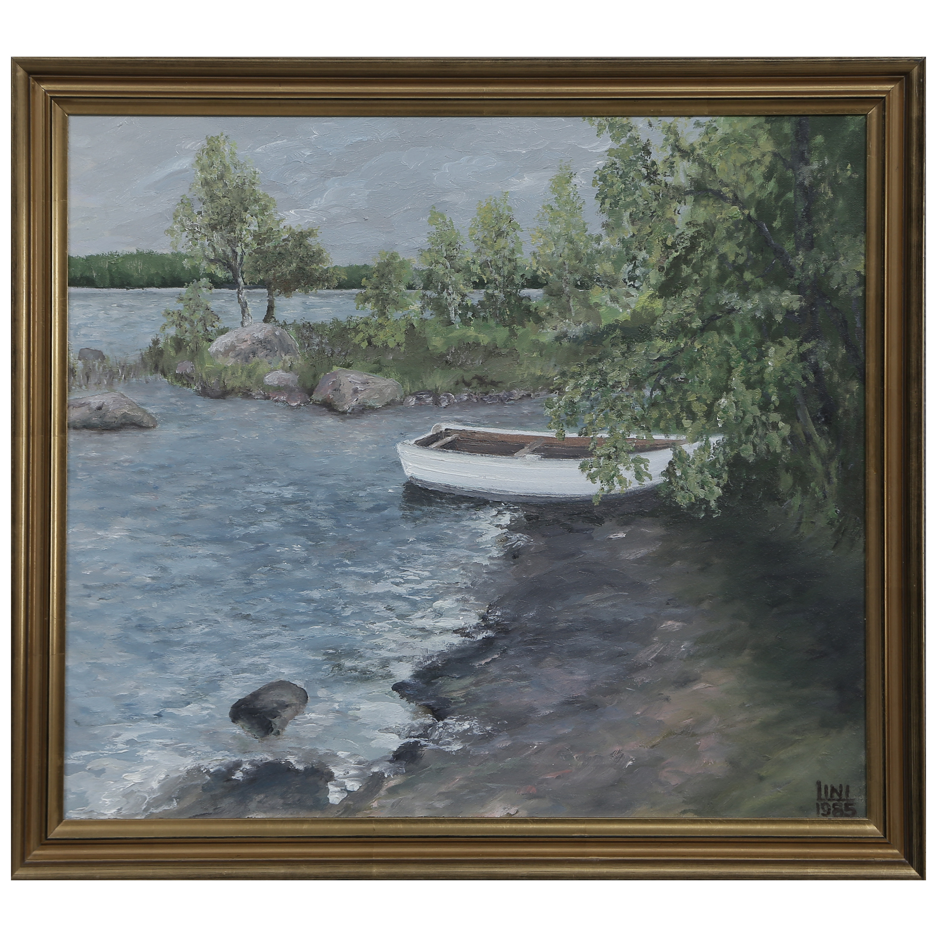 LILIAN "LINI" NILSSON "DET VAR EN GÅNG..." OLJA PÅ DUK, SIGNERAD, DATERAD 1985, HULTSFRED.