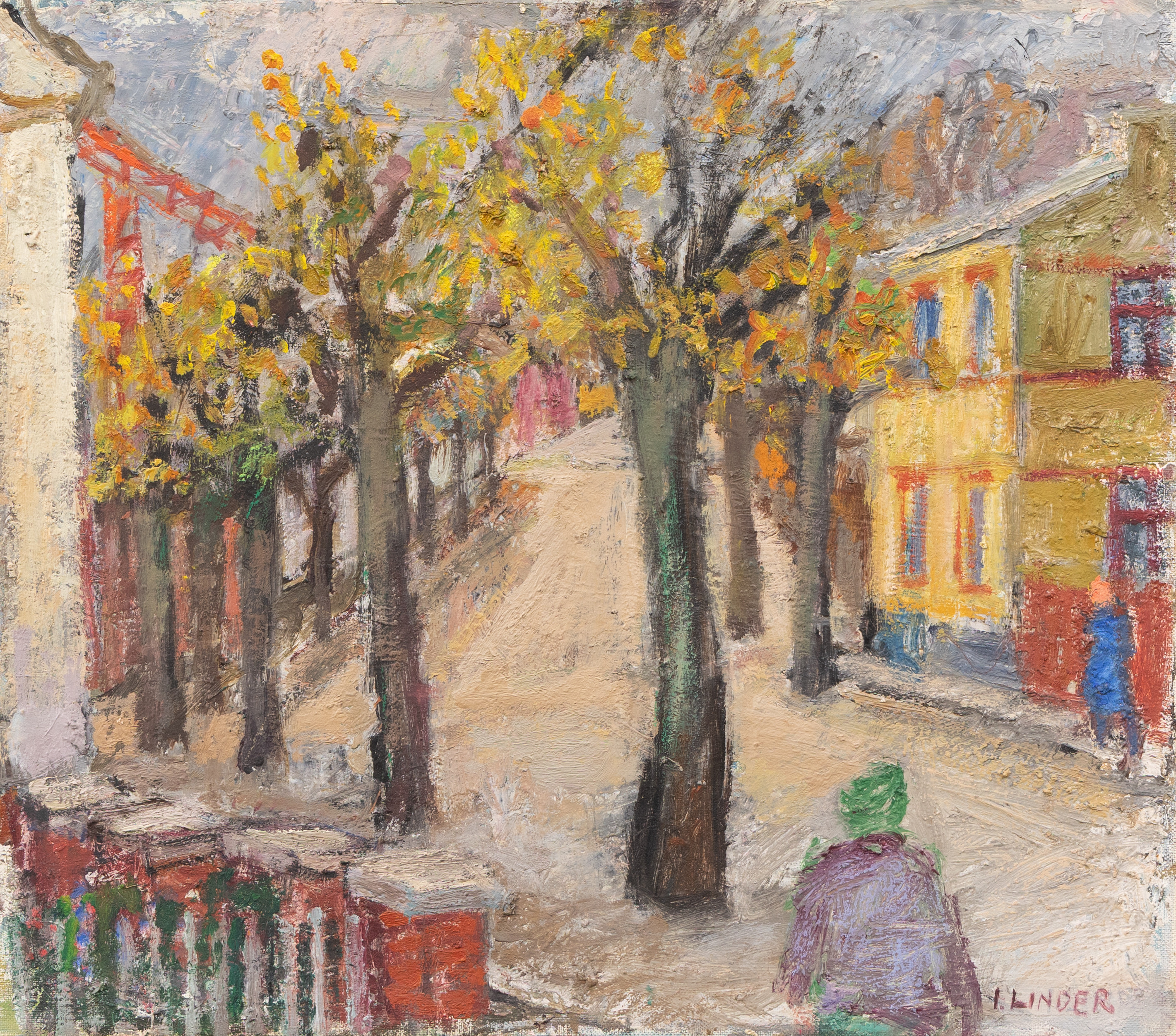 INGEGÄRD LINDER (1914-2005). Stadsmotiv, olja på duk, signerad.