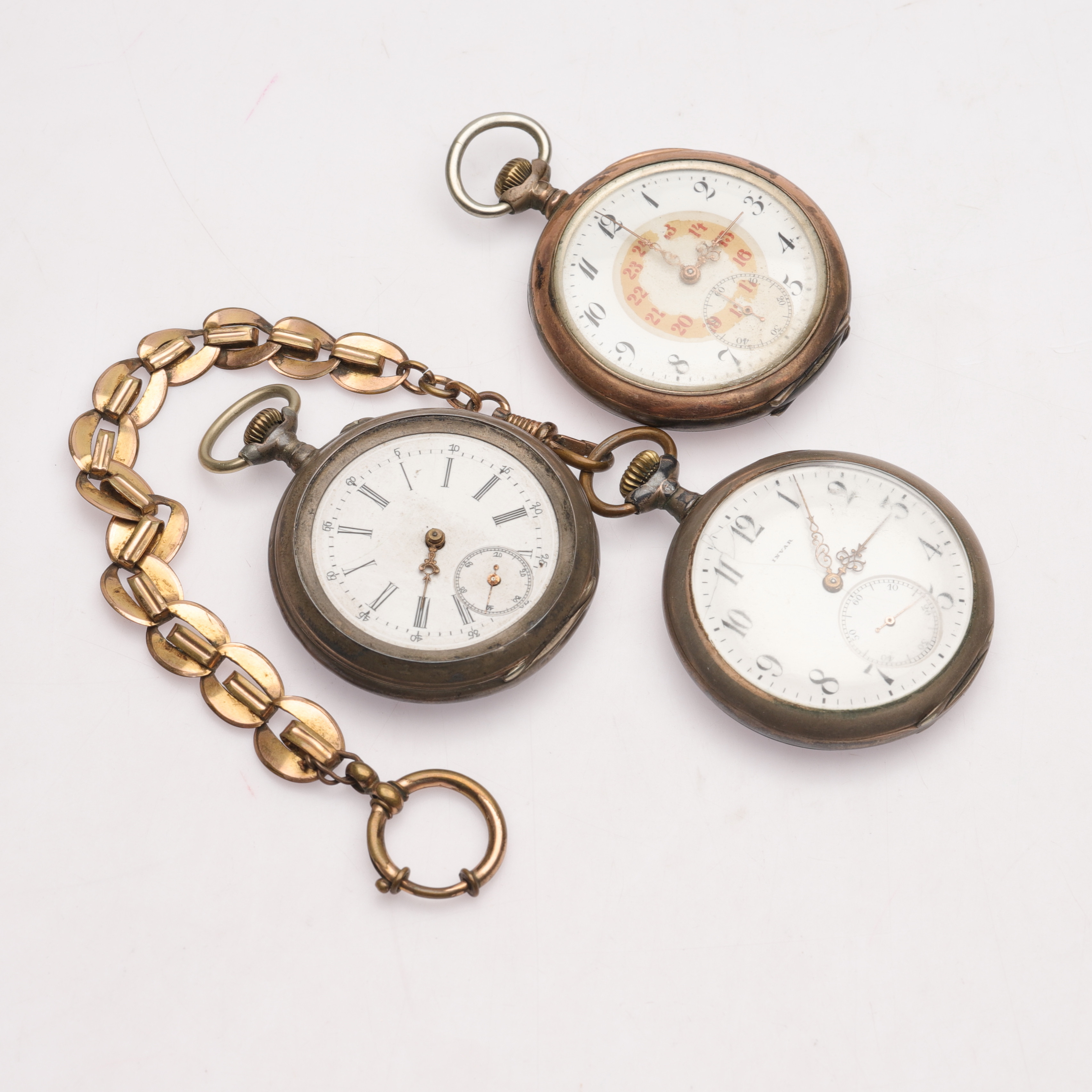 FICKUR, 3 st, silver, b.la. Invar, 18-/1900-tal.