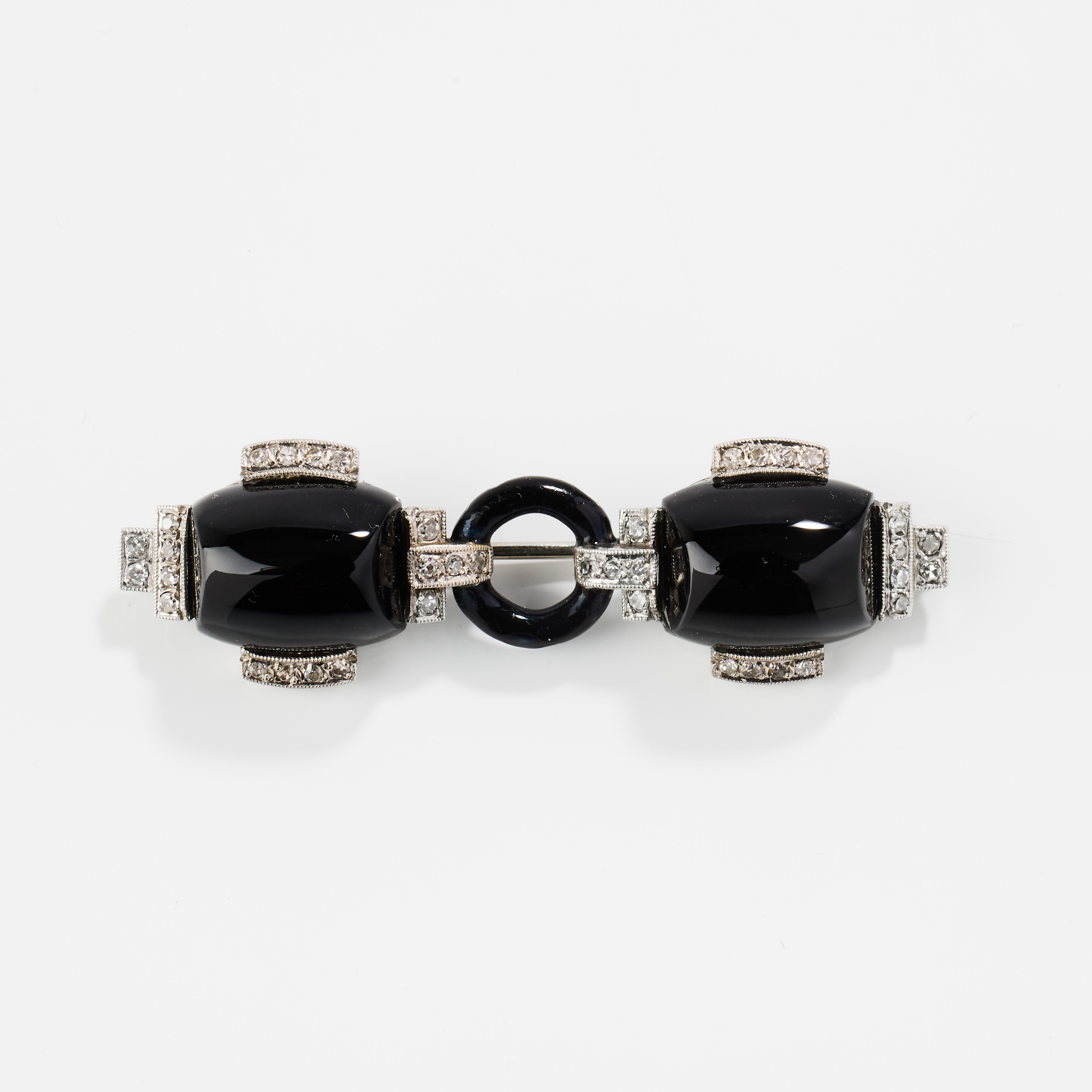 BROSCH, platina, emalj, onyx och diamanter, Art Déco, 1920-tal.