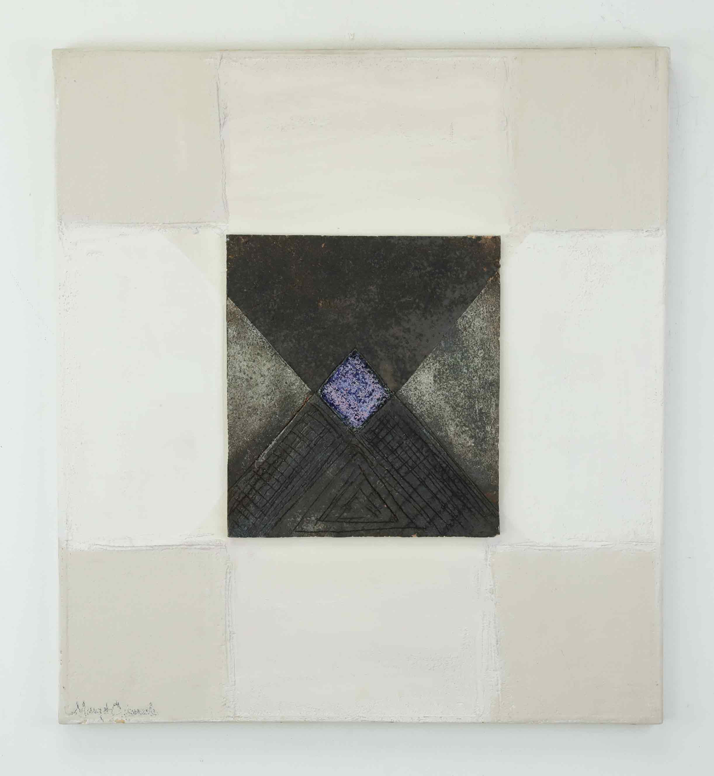 MARGOT ÖJEMARK. relief/tavla, "Tecken", signerad, daterad 1986.