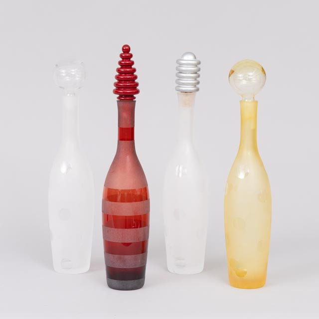 BERIT JOHANSSON. Karaffer, glas. 4 st, Älghults glasbruk.