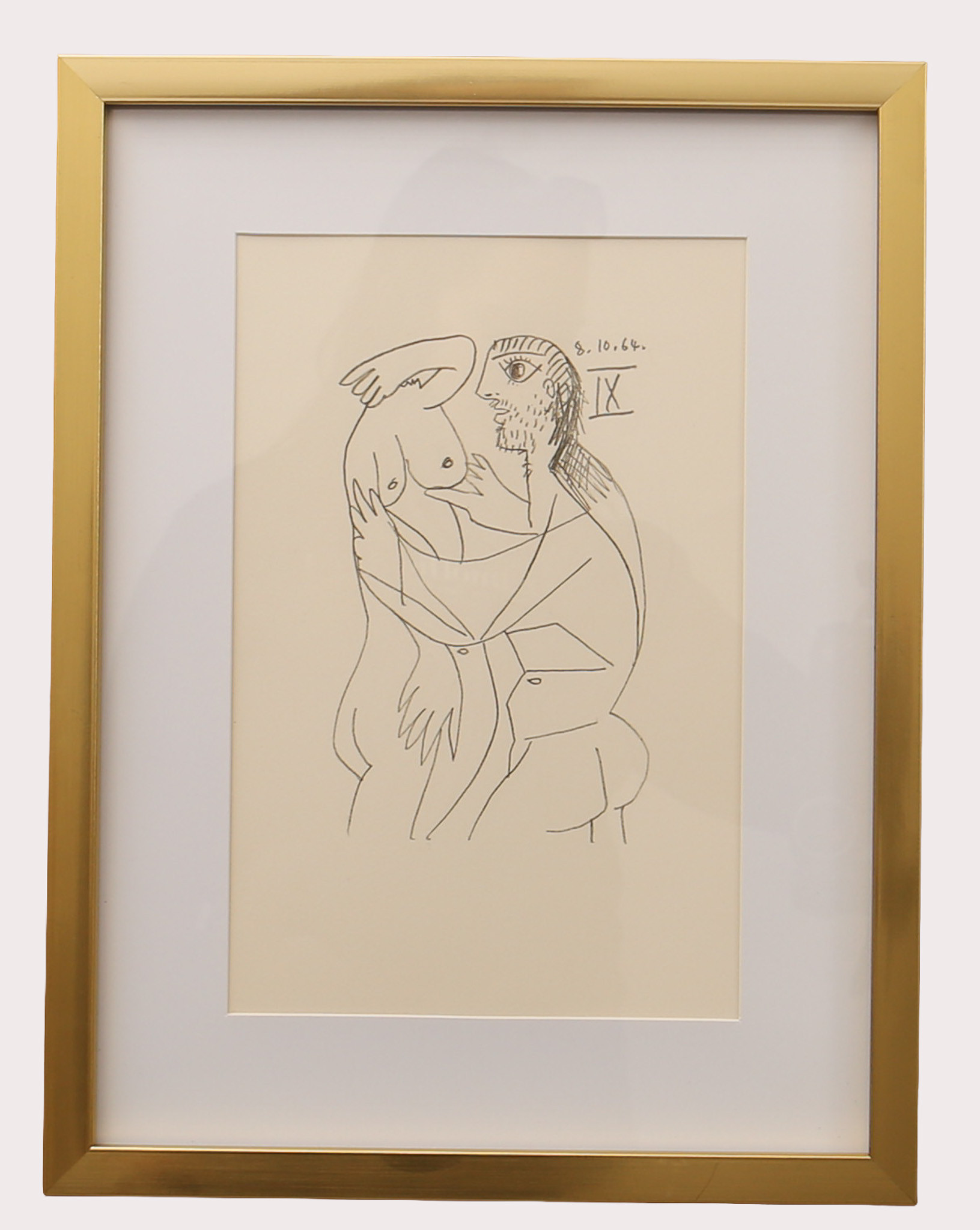 PABLO PICASSO. Efter, litografi ,erotiskt motiv, märkt 8.10.64 IX ur "LE GOUT DU BONHEUR" , Schünemann år 1970. Nr 403.