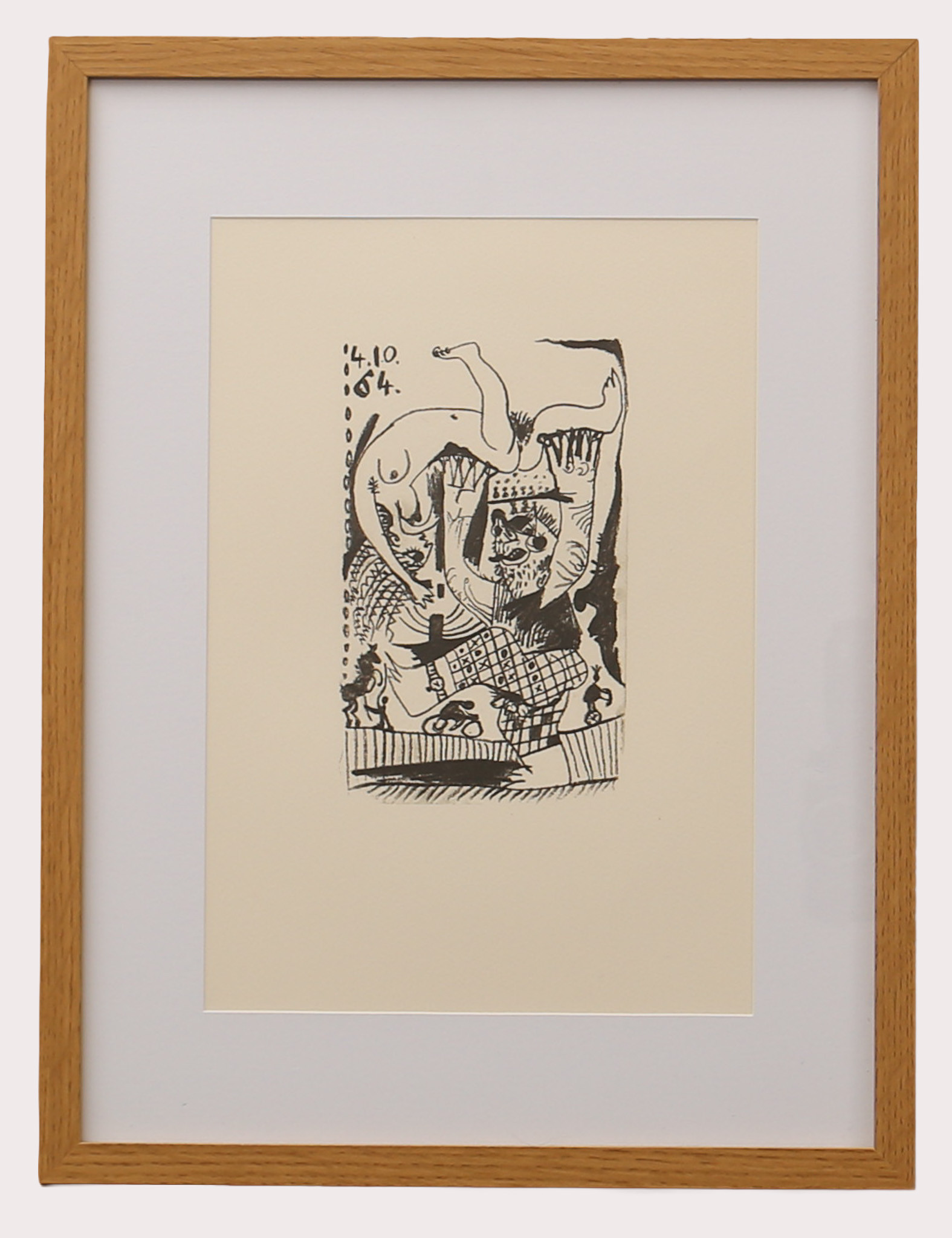 PABLO PICASSO. Efter, litografi , märkt 4.10.64 II ur "LE GOUT DU BONHEUR" , Schünemann år 1970. Nr 403.