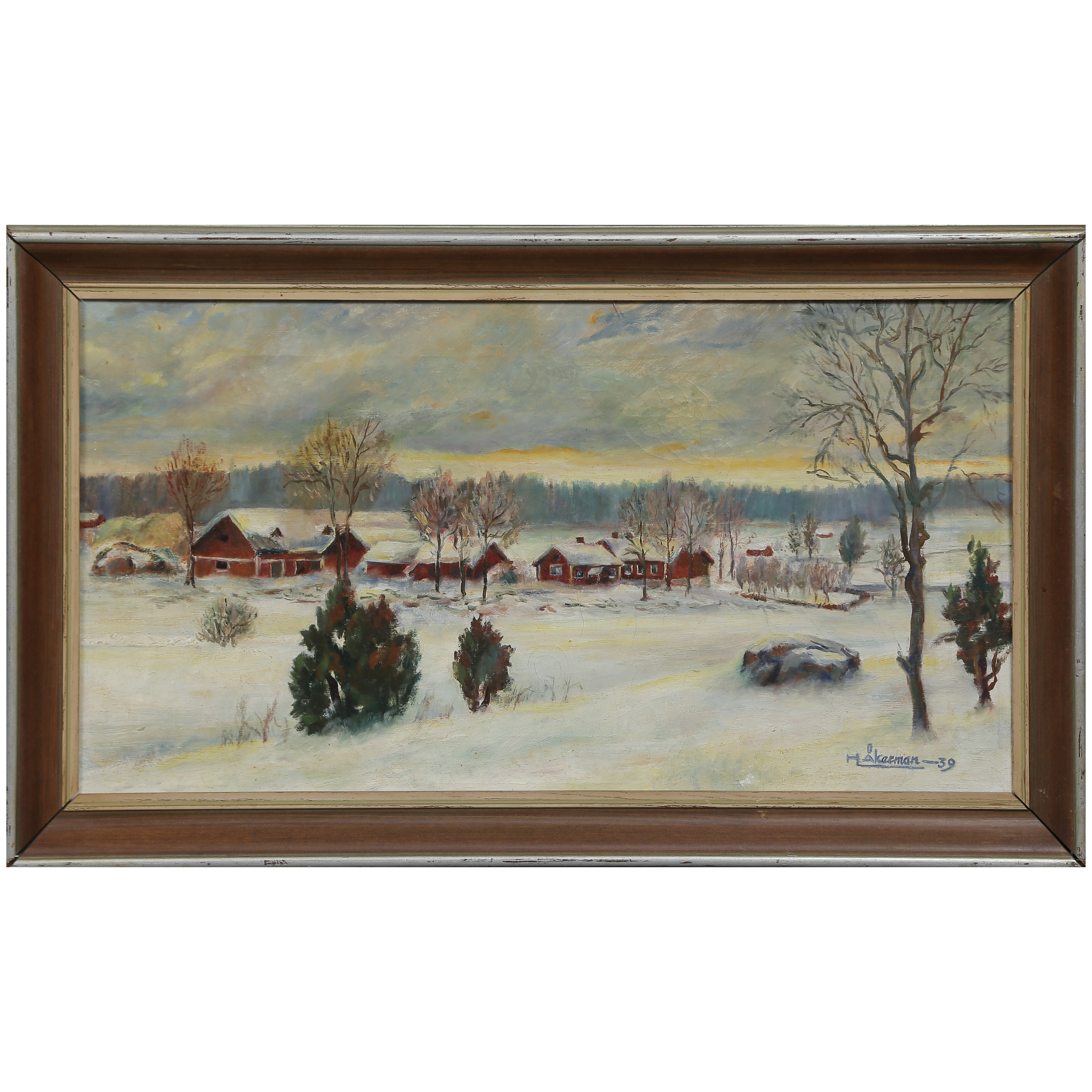 OIDENTIFIERAD KONSTNÄR, OLJA PÅ DUK, SIGNERAD H. ÅKERMAN, DATERAD 1939.
