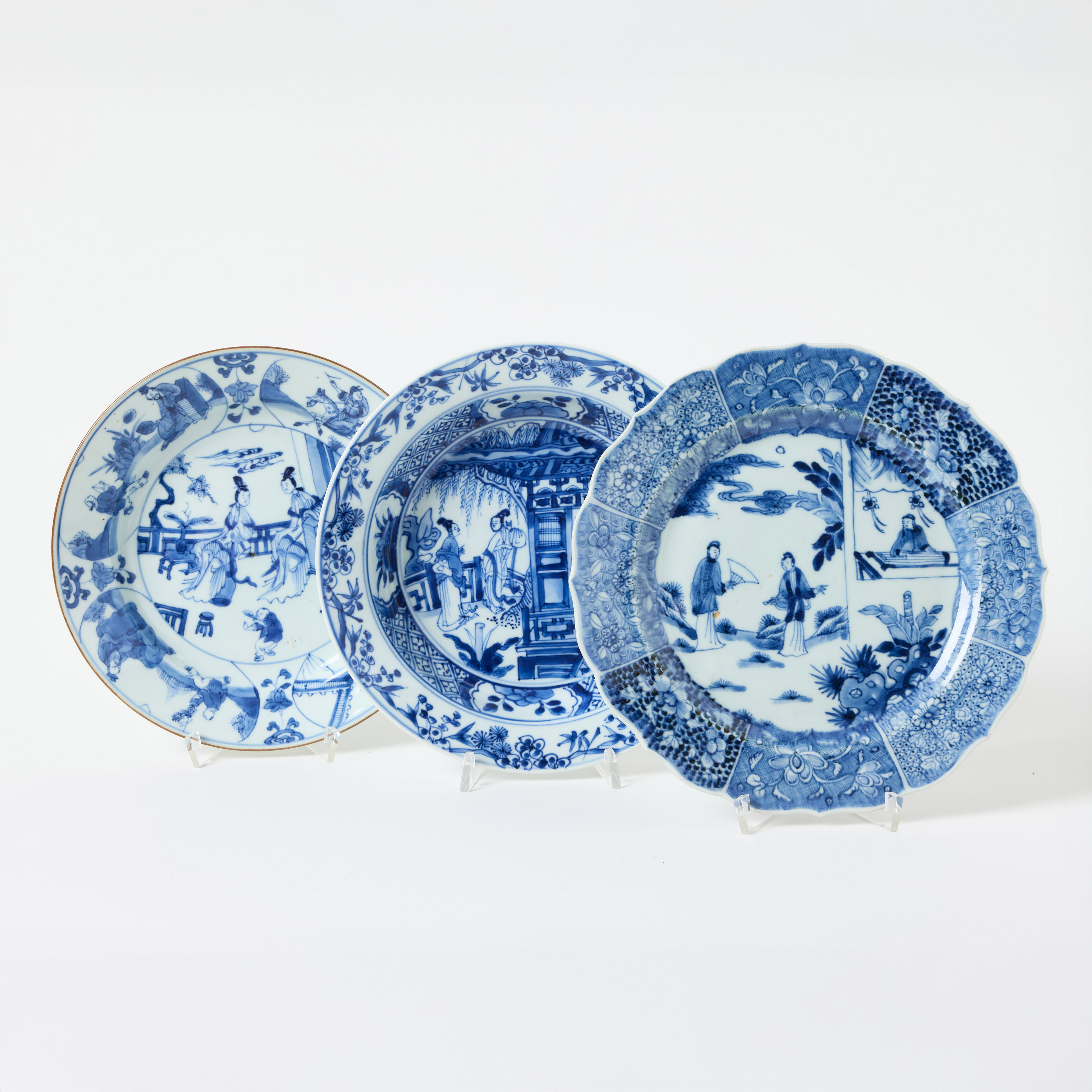 Three Chinese Blue and White Plates.