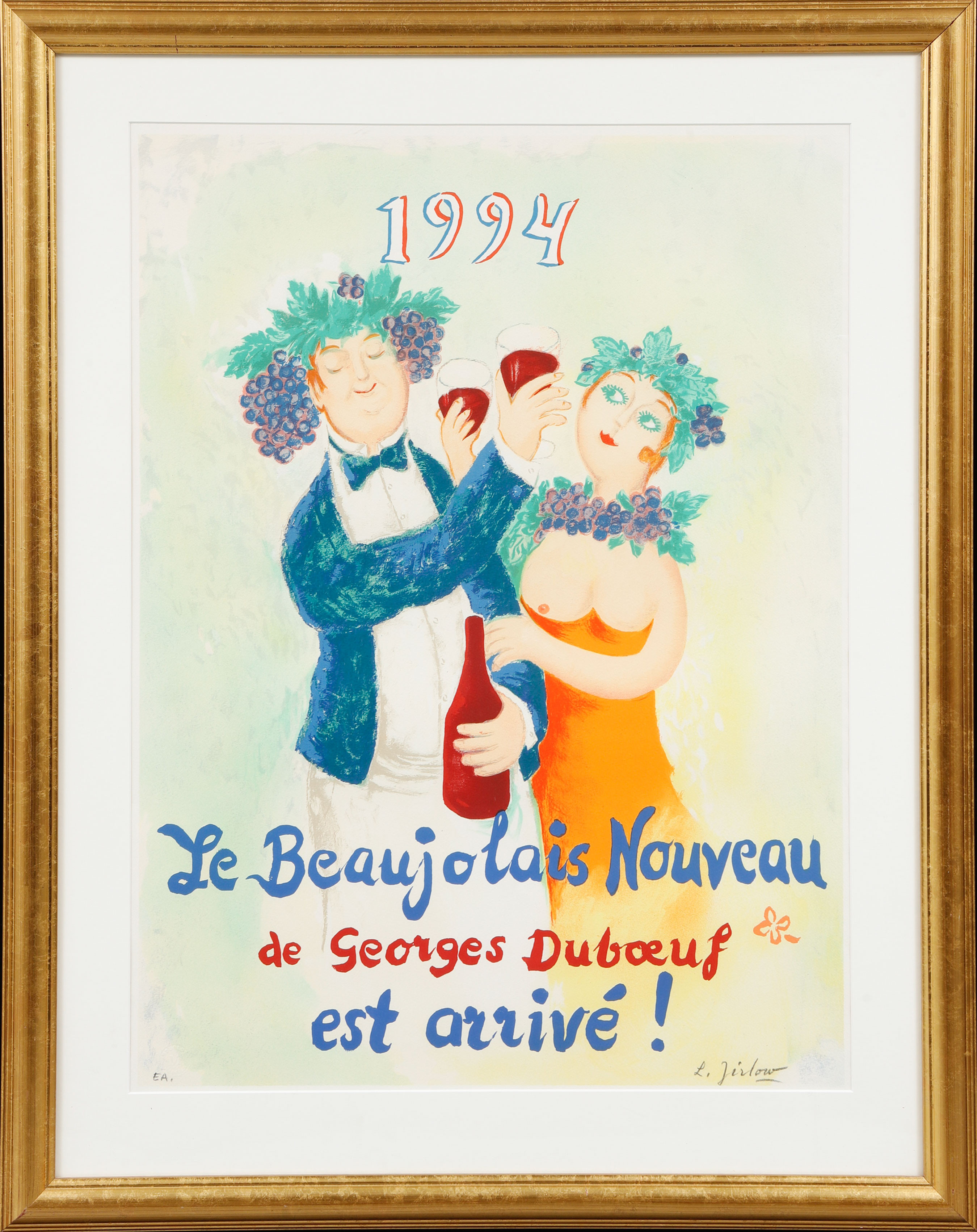 LENNART JIRLOW. Le Beaujolais Nouveau, färglitografi, signerad, H.C.