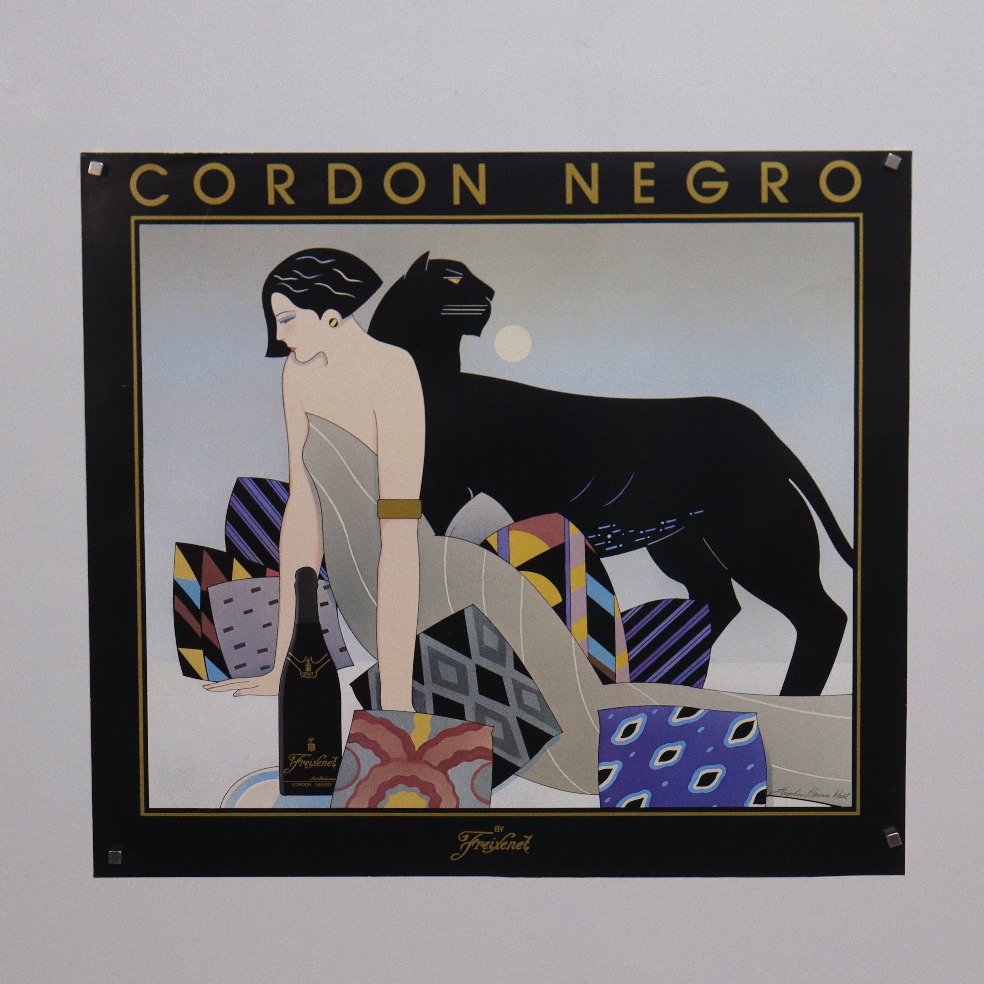 STEPHEN HAINES HALL. reklamaffisch, "Cordon Negro" Cava by Freixenet.