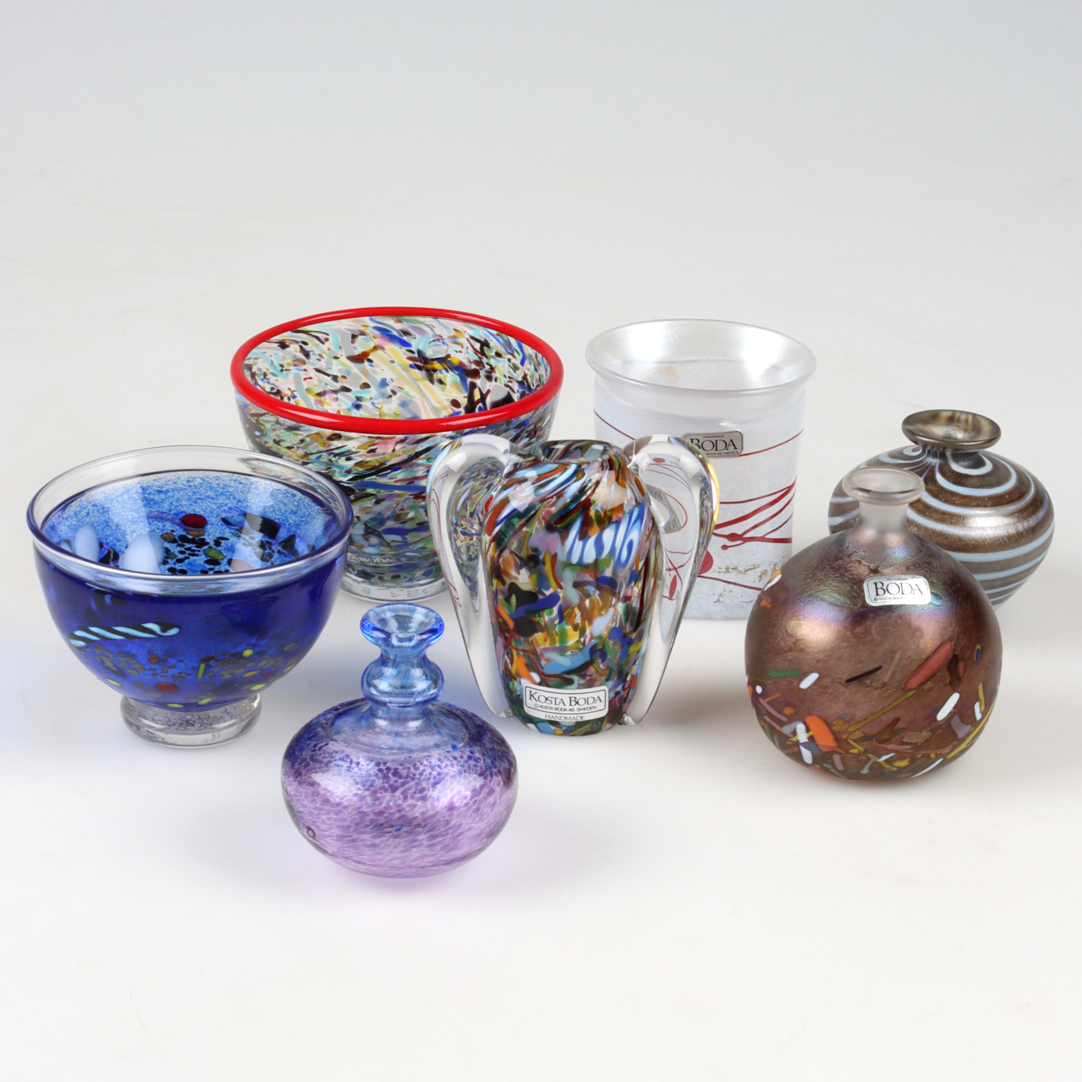 BERTIL VALLIEN. Miniatyrer, 7 st, glas, Kosta Boda.
