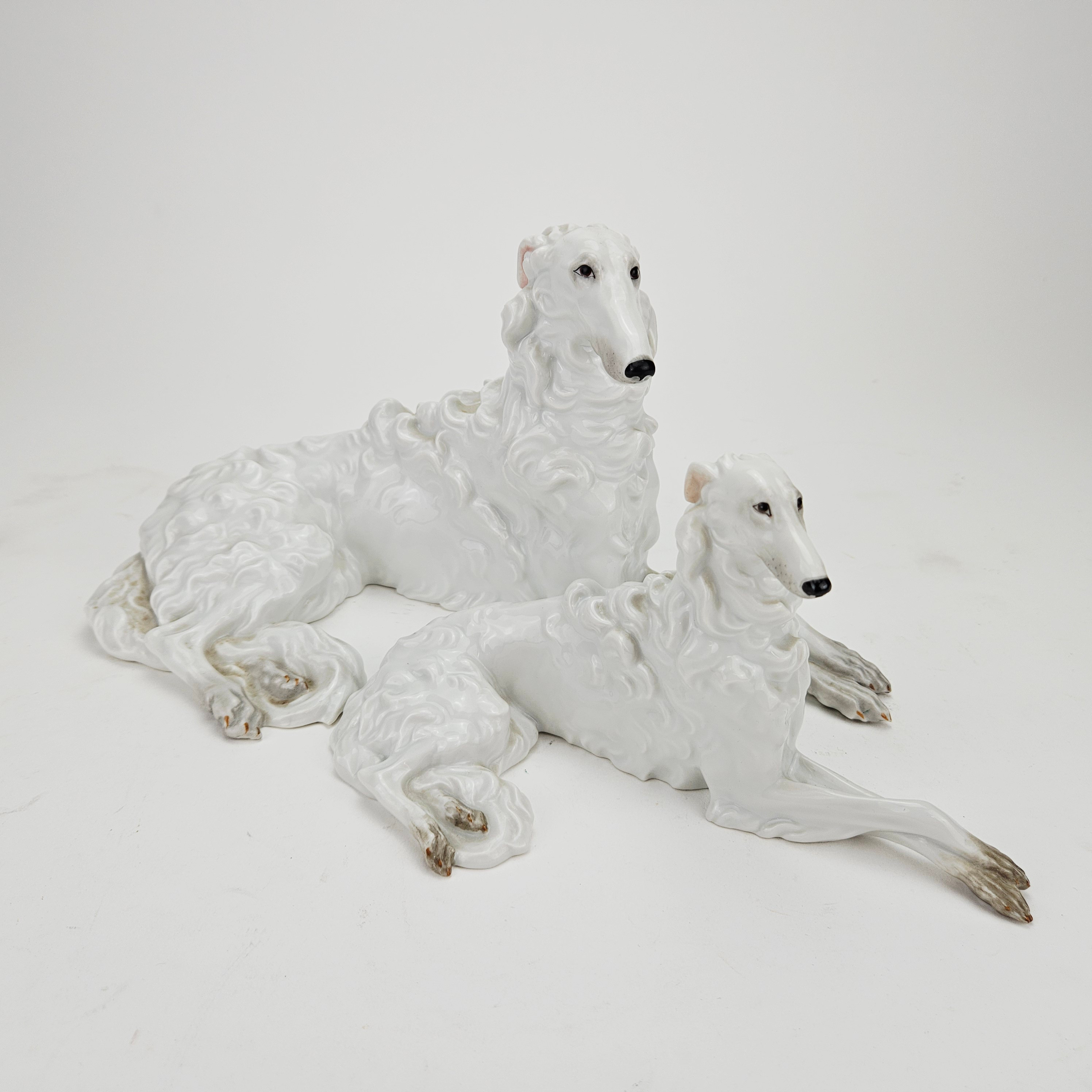 FIGURINER, 2 st, porslin, Borzoi, Augarten, Wien, Österrike.