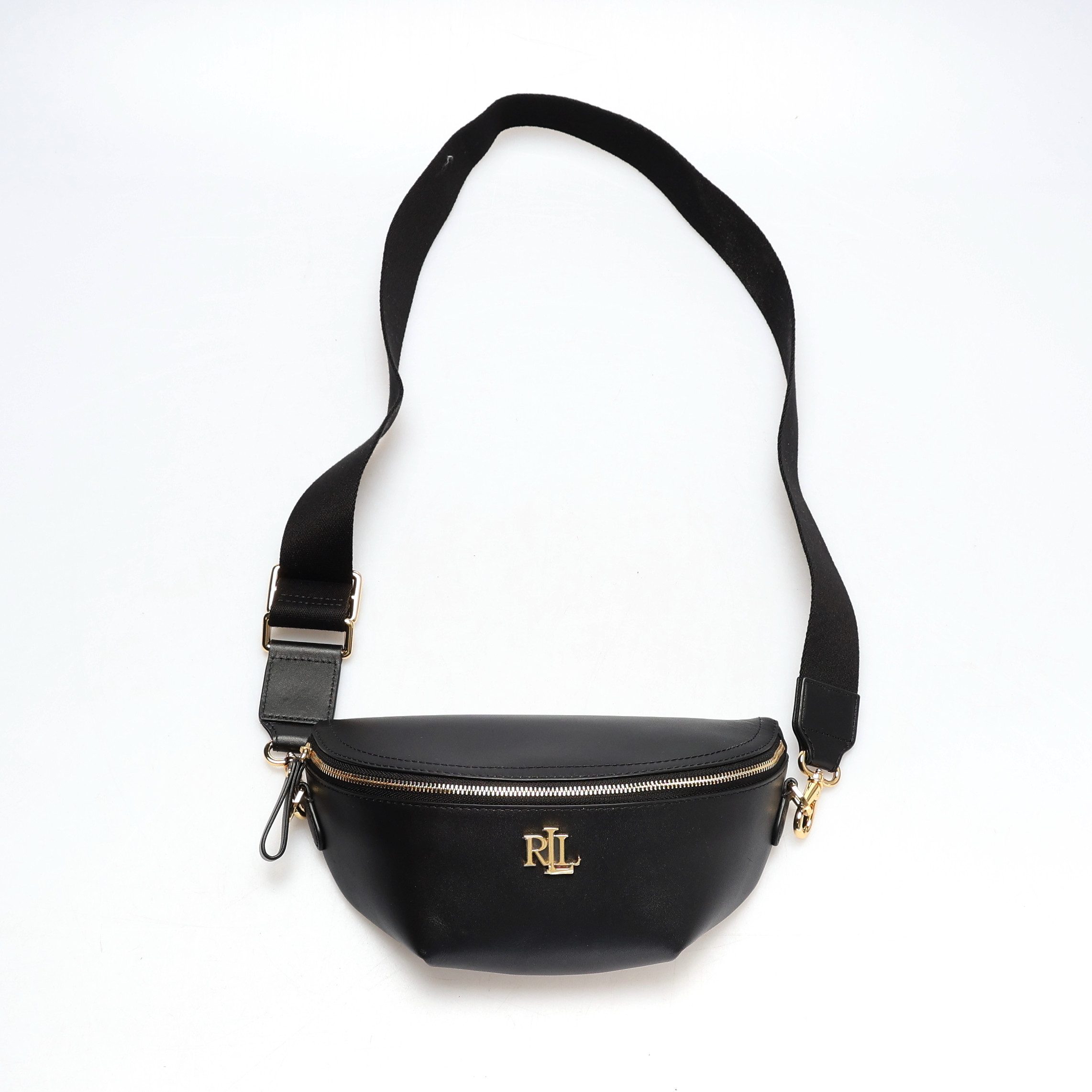RALPH LAUREN. Väska, bältesväska, svart läder.