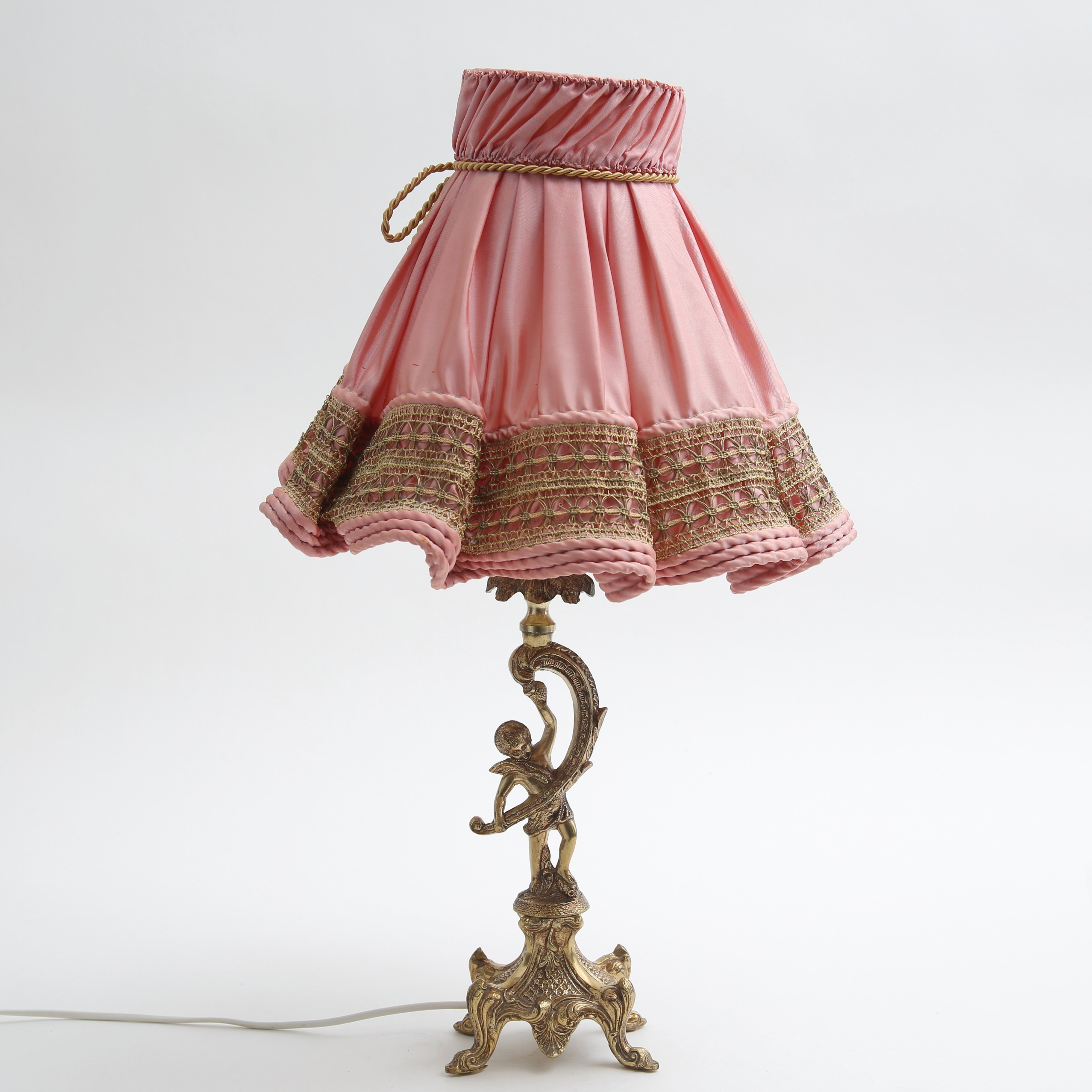 BORDSLAMPA, rokokostil, gulmetall, 1900-tal.