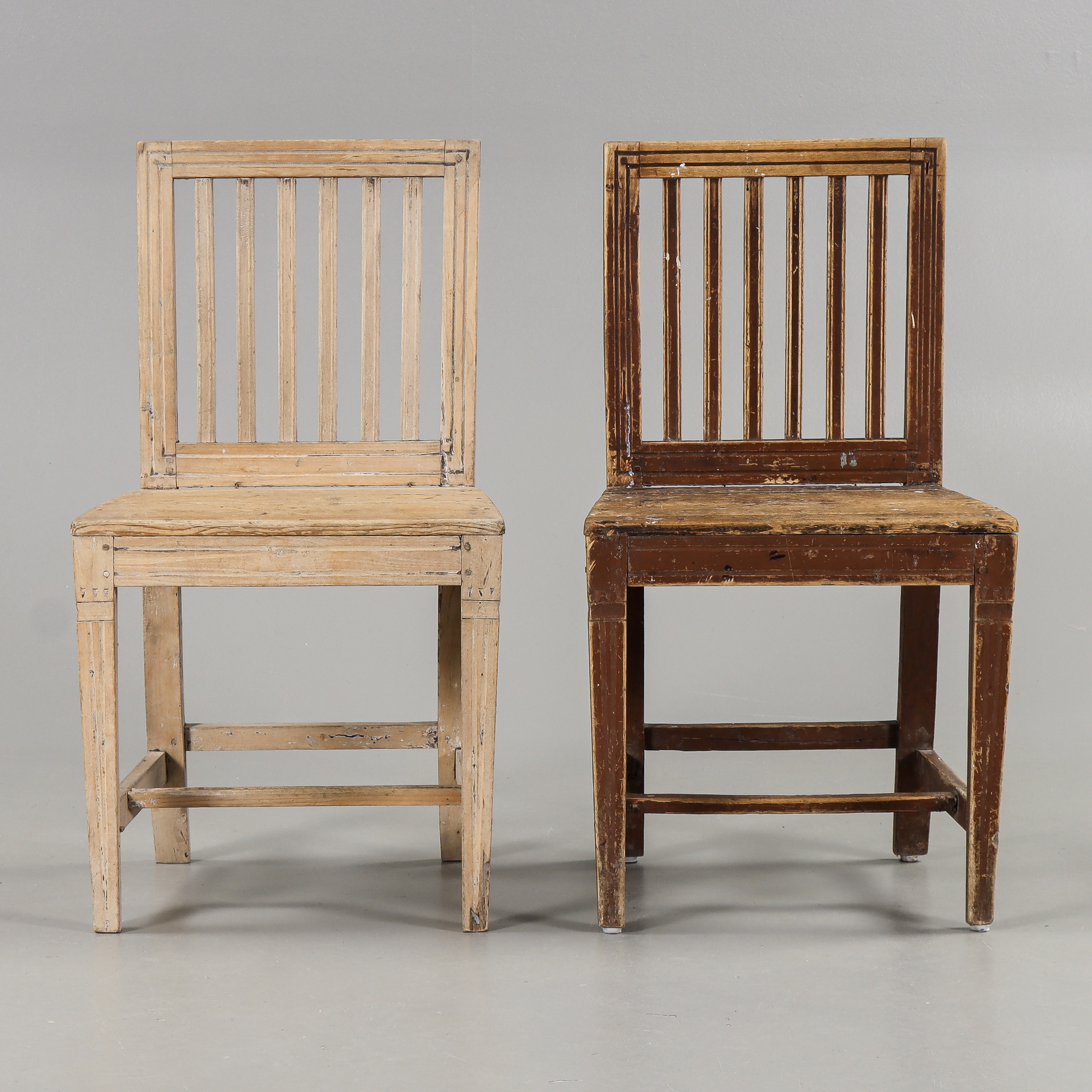 STOLAR 2 stycken, Allmoge, Gustavianska provinsarbeten, 1800-talets första hälft.