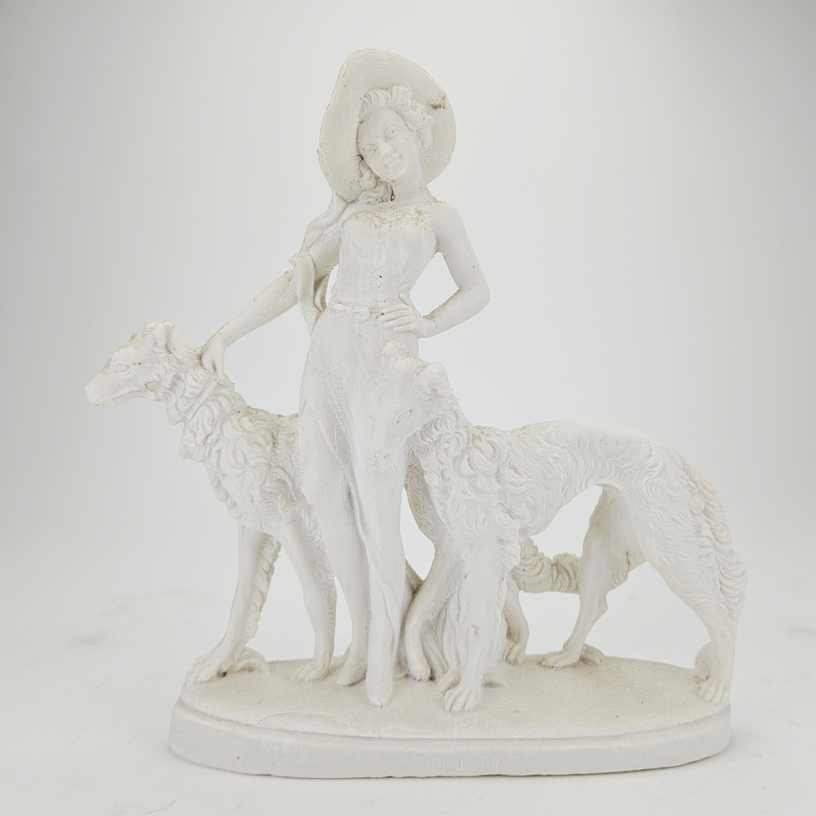 FIGURIN, saltsten, "Sultana", kvinna med Borzoi, 1900-tal.